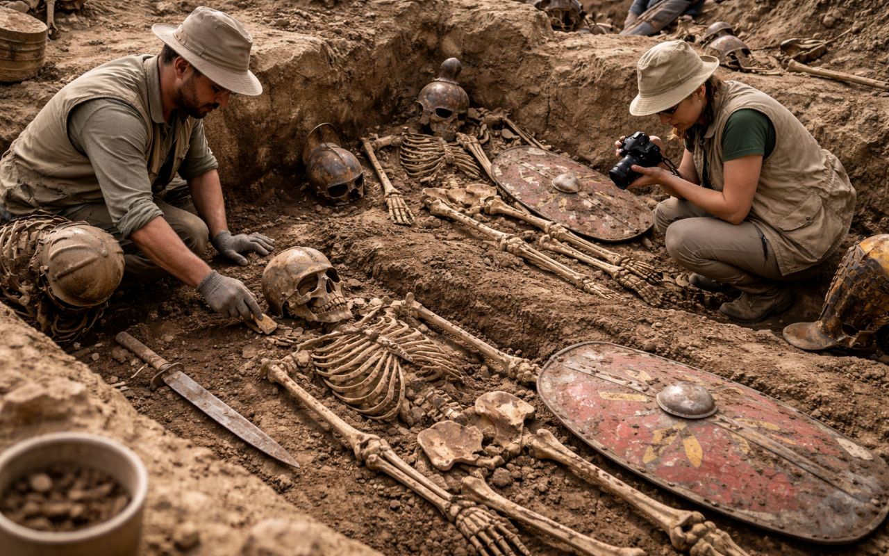 Descobertos em Croácia, esqueletos de soldados romanos mostram sinais de batalha há 1.800 anos. Achado em poço em Osijek resgata momento sombrio da história militar romana.