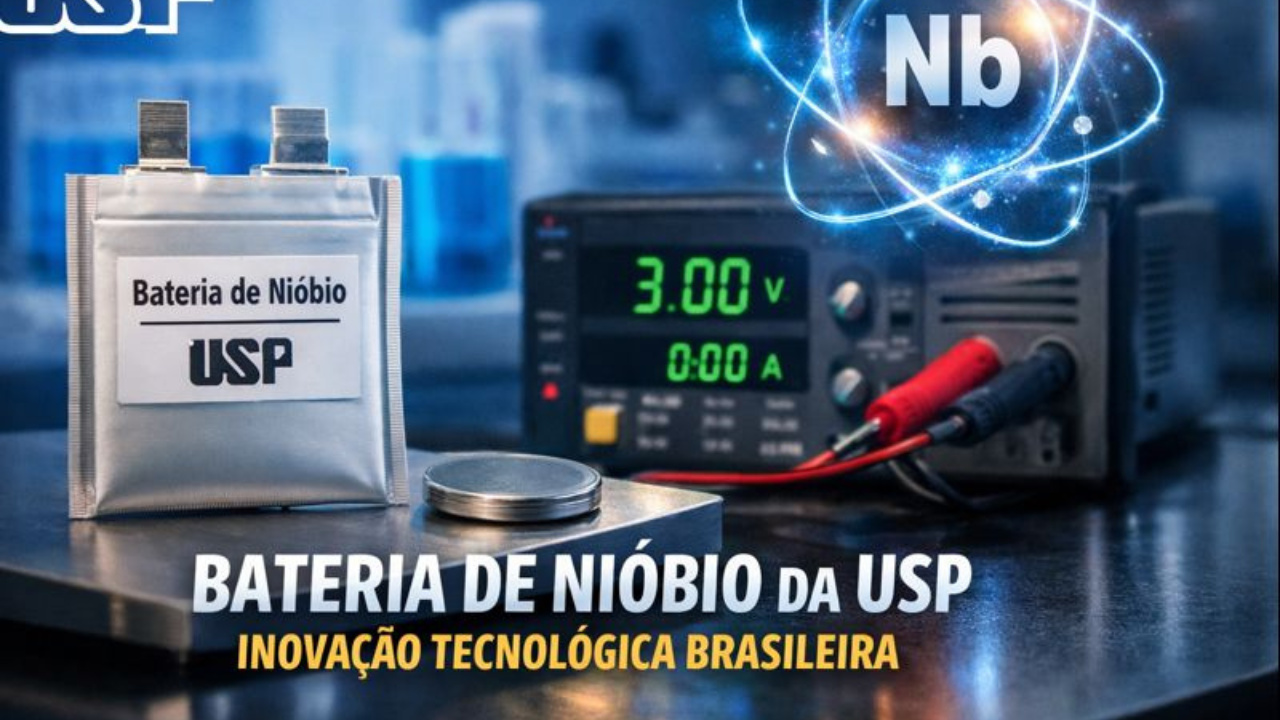 USP inovação tecnológica cria bateria de nióbio estável, recarregável e pronta para testes industriais no setor de armazenamento de energia.