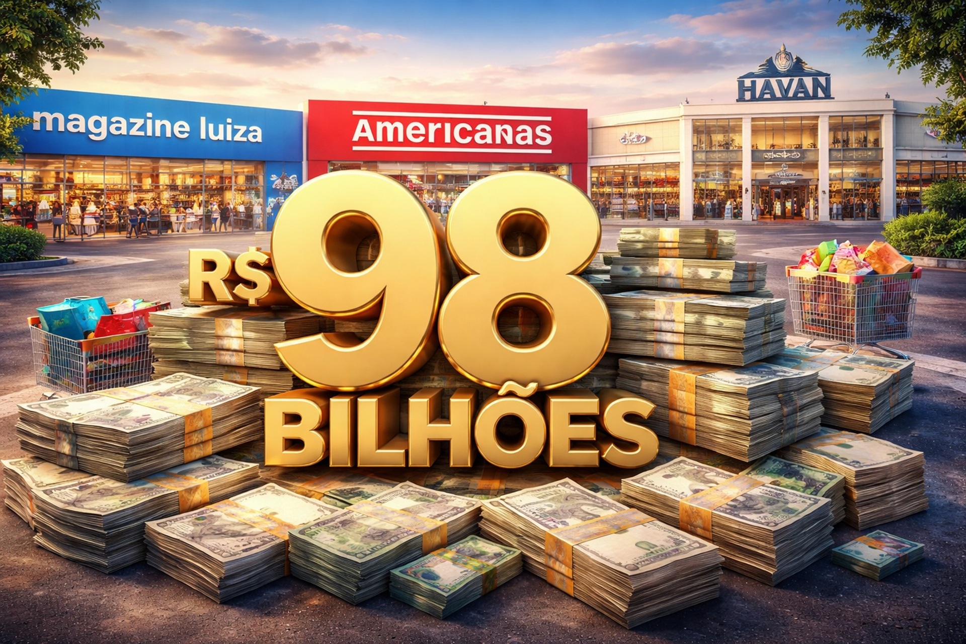 Maiores lojas de departamento do Brasil faturaram R$ 98 bilhões em 2024 e concentram 86,2% das vendas em três redes líderes.