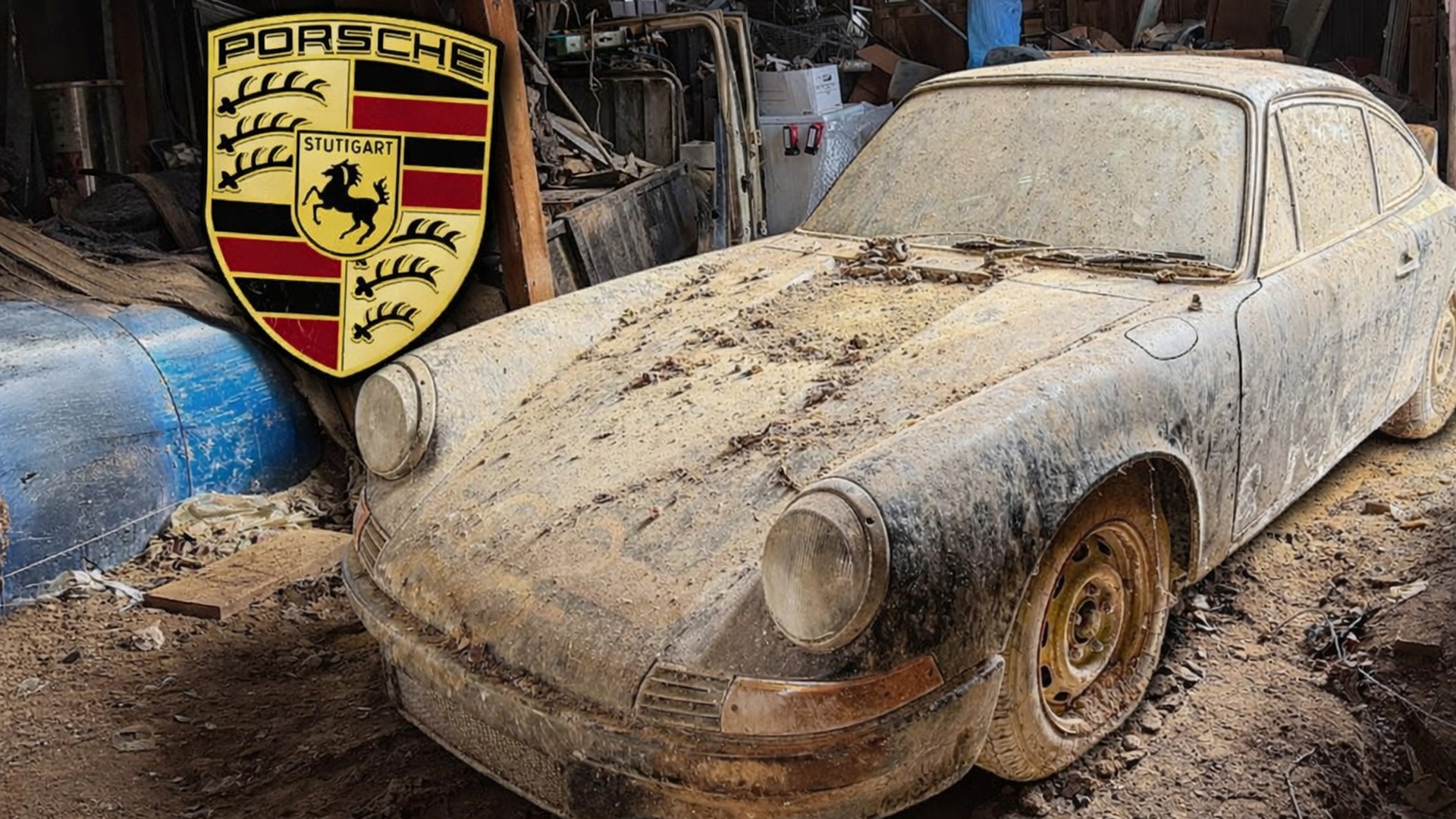 Porsche 912 de 1969 é retirado de celeiro após 30 anos, passa por limpeza extrema, revela bom estado estrutural e é vendido durante gravação.