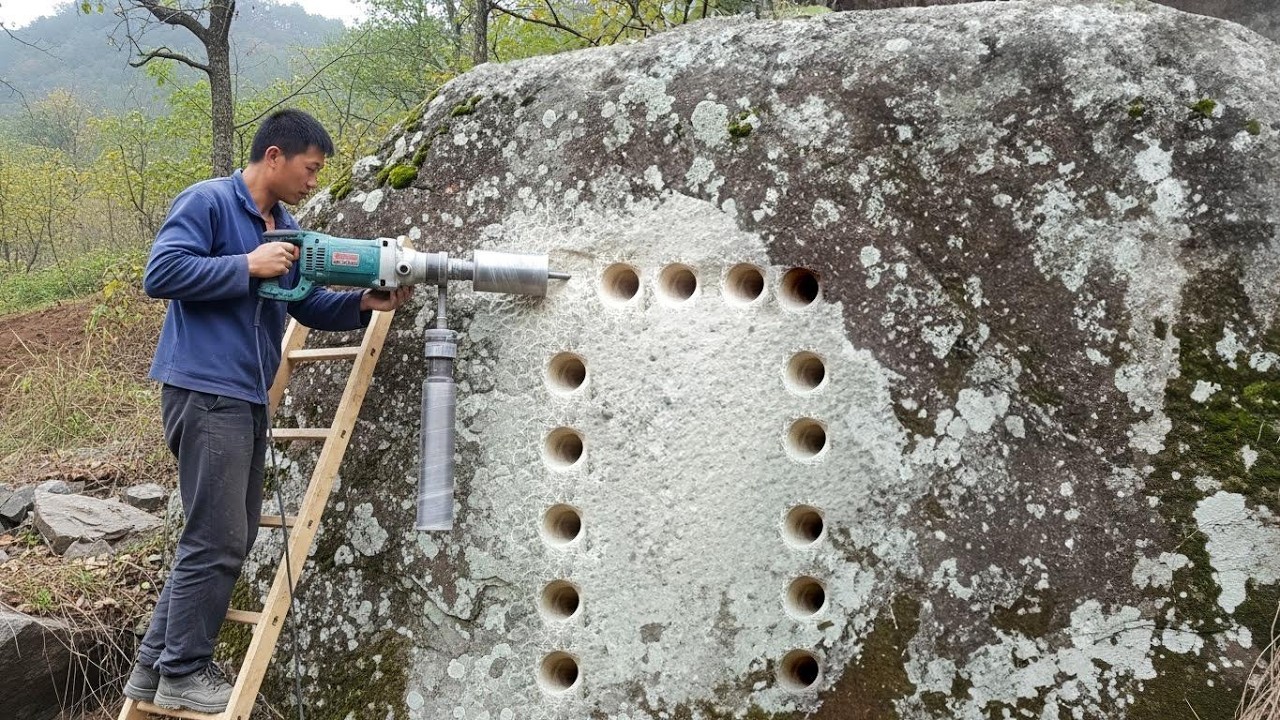 Um homem esculpiu uma casa dentro de uma rocha gigante durante 15 meses, sozinho, no meio da natureza: um abrigo subterrâneo moldado diretamente na pedra, com entradas talhadas, nichos internos e acabamento final digno de uma residência isolada