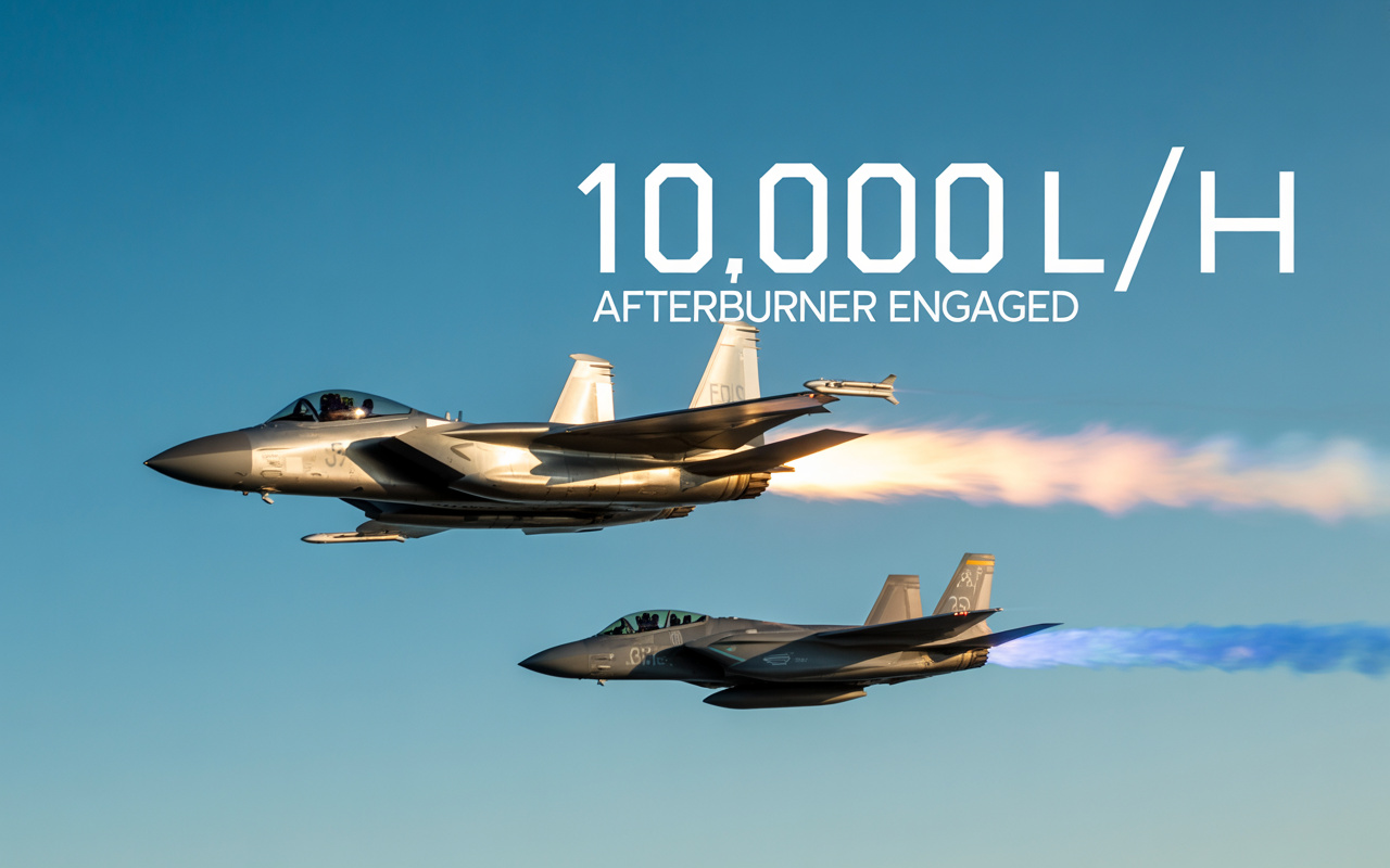 Mais de 10.000 litros de combustível por hora, consumo de caminhão por minuto e pós-combustão que evapora tanques inteiros: o gasto absurdo dos caças F-15 e F-35 para voar em alta velocidade