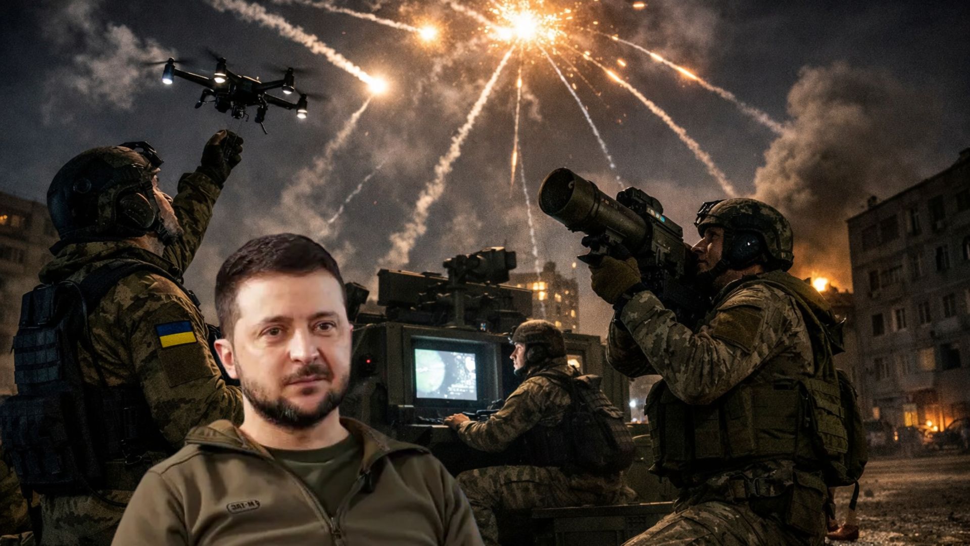 Sistema de defesa aérea da Ucrânia com drones interceptadores e grupos móveis em operação noturna