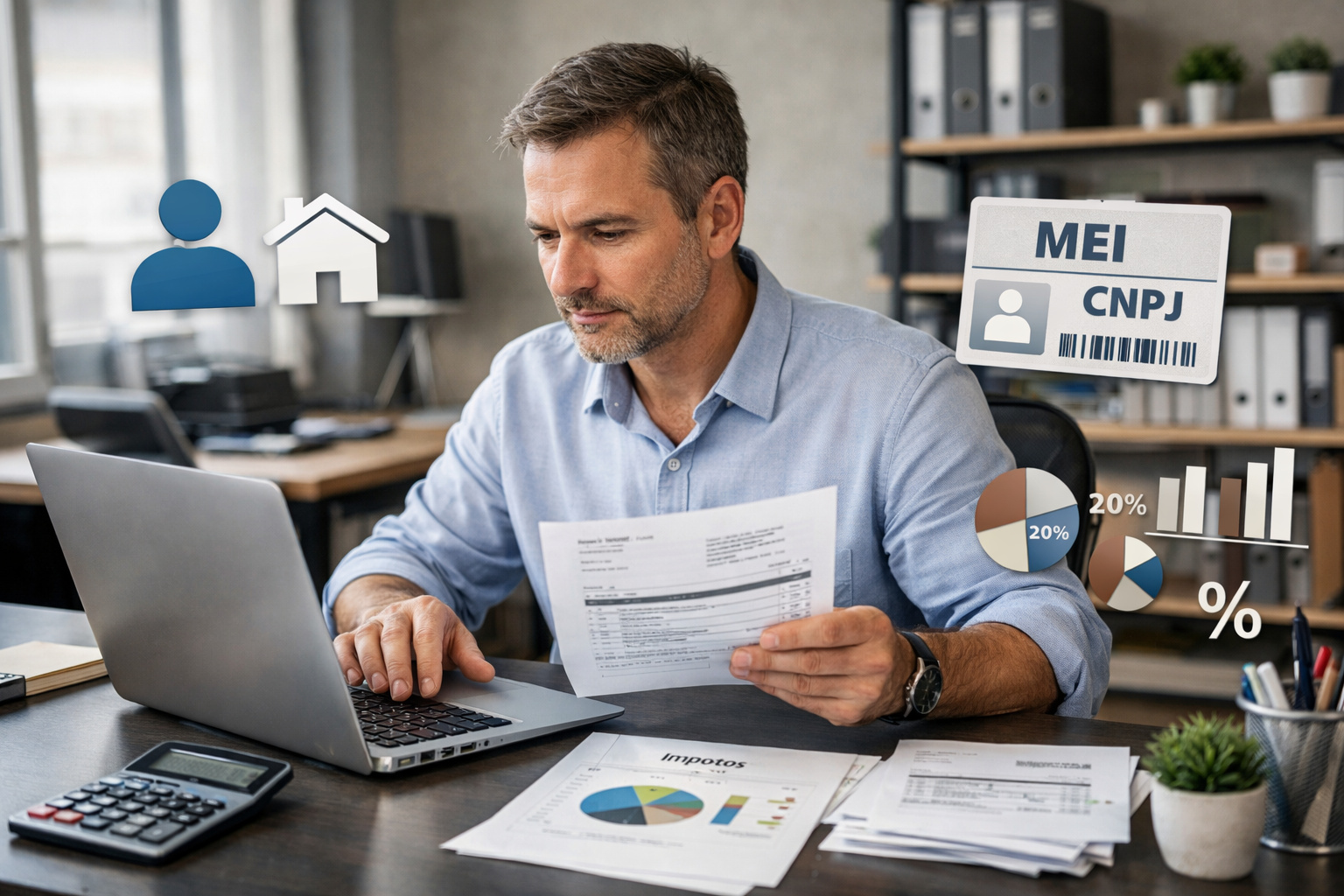 Comparação entre MEI e autônomo analisando impostos e emissão de nota fiscal eletrônica.