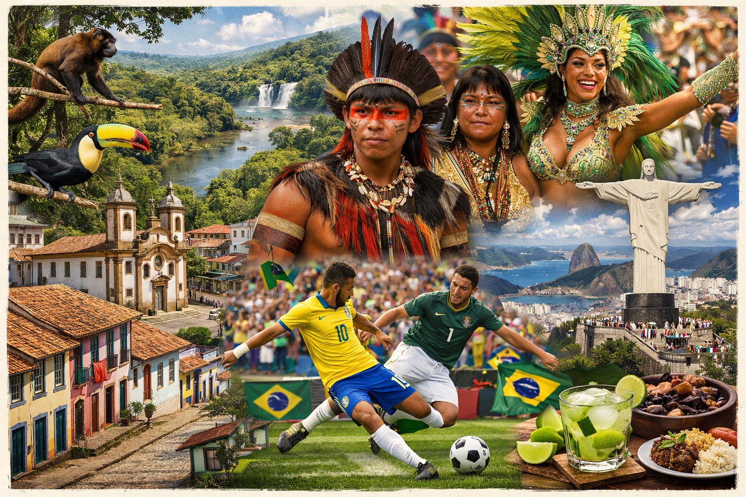 Diversidade cultural e natural do Brasil em imagem representativa