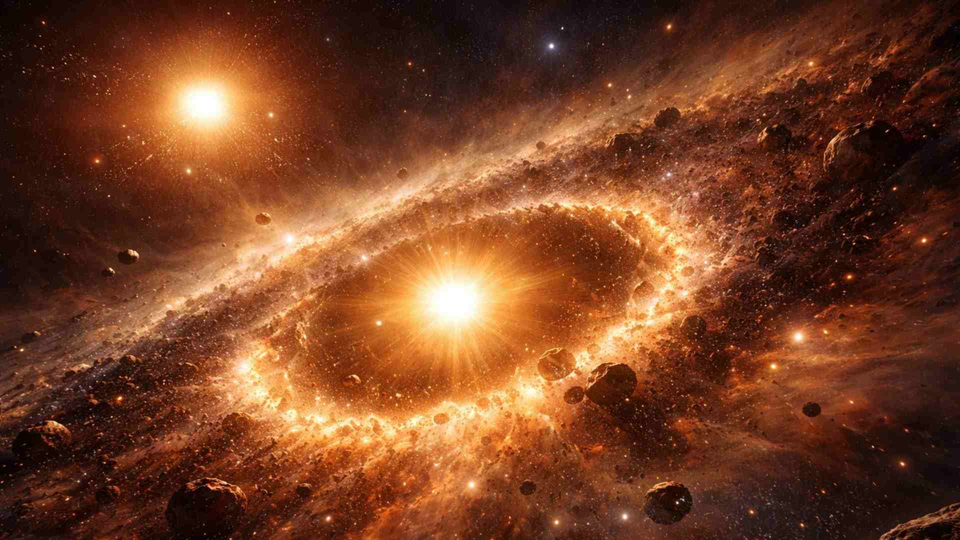 Astrônomos detectam estrela oculta em zona de poeira extrema próxima à estrela Kappa Tucanae A, desafiando modelos clássicos de sobrevivência do material.