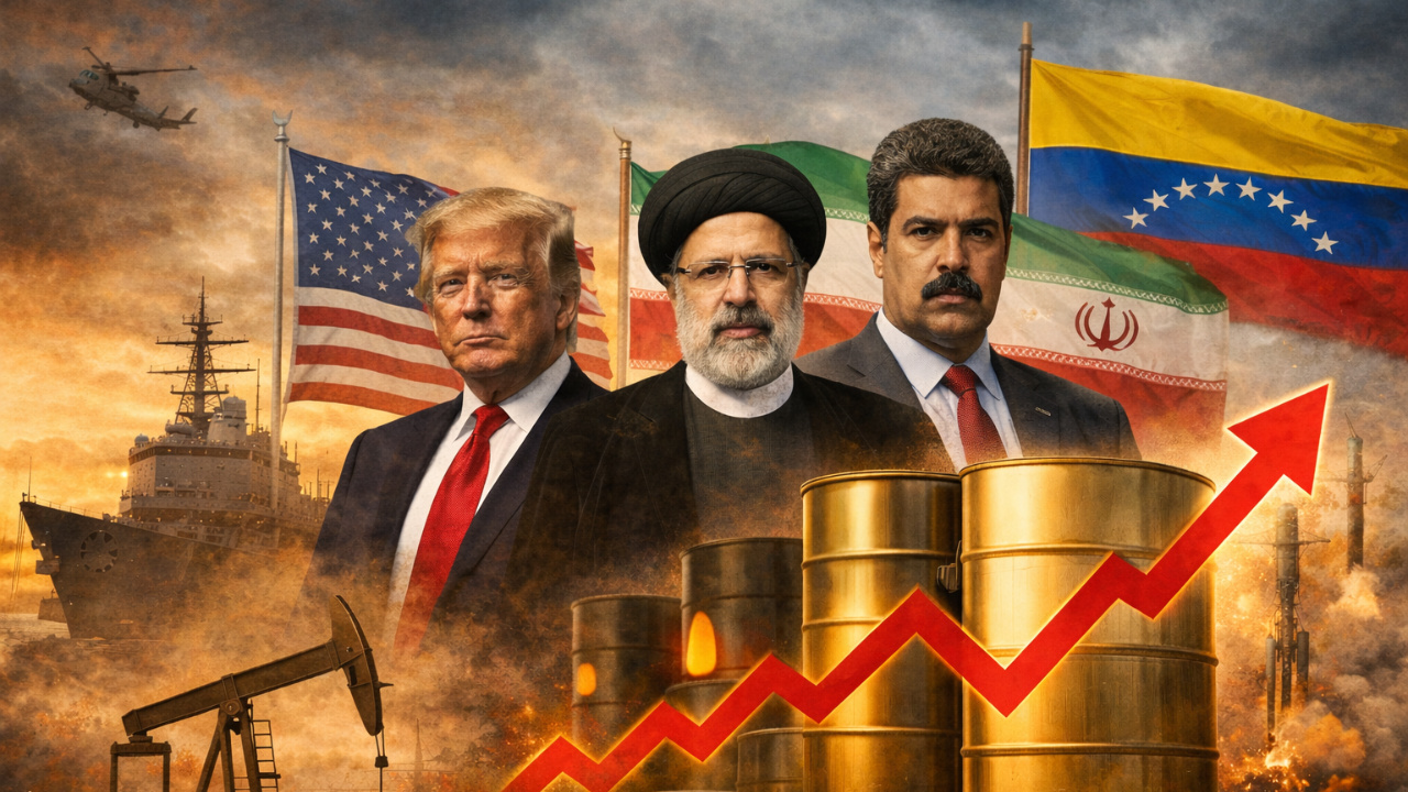 Movimentos militares dos EUA, falas de Donald Trump e incertezas sobre a Venezuela fazem o petróleo disparar em meio ao aumento do prêmio de risco e da volatilidade global.
