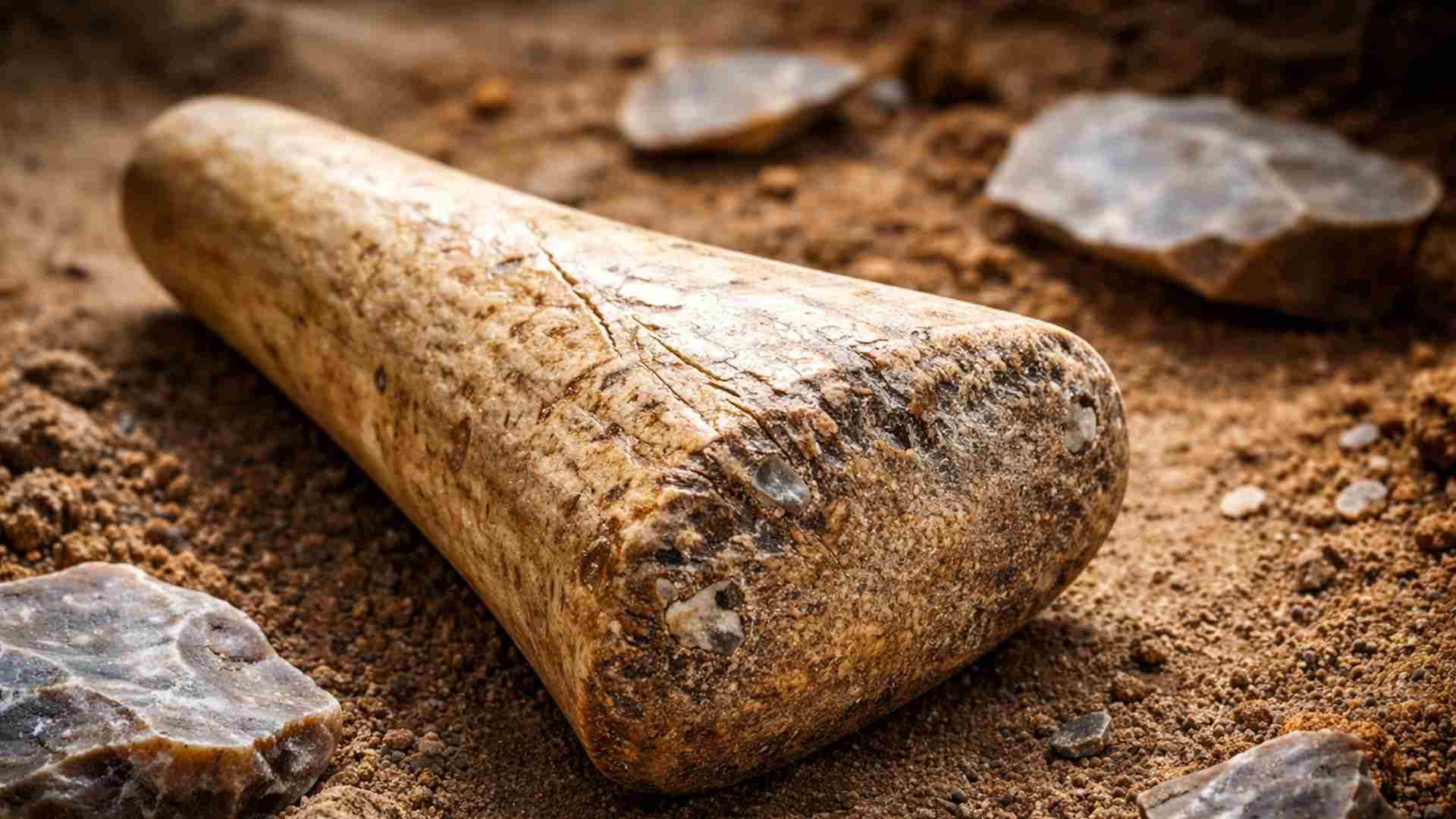 Martelo de osso de elefante com 500 mil anos encontrado na Inglaterra revela uso técnico avançado de ferramentas por humanos pré-históricos.