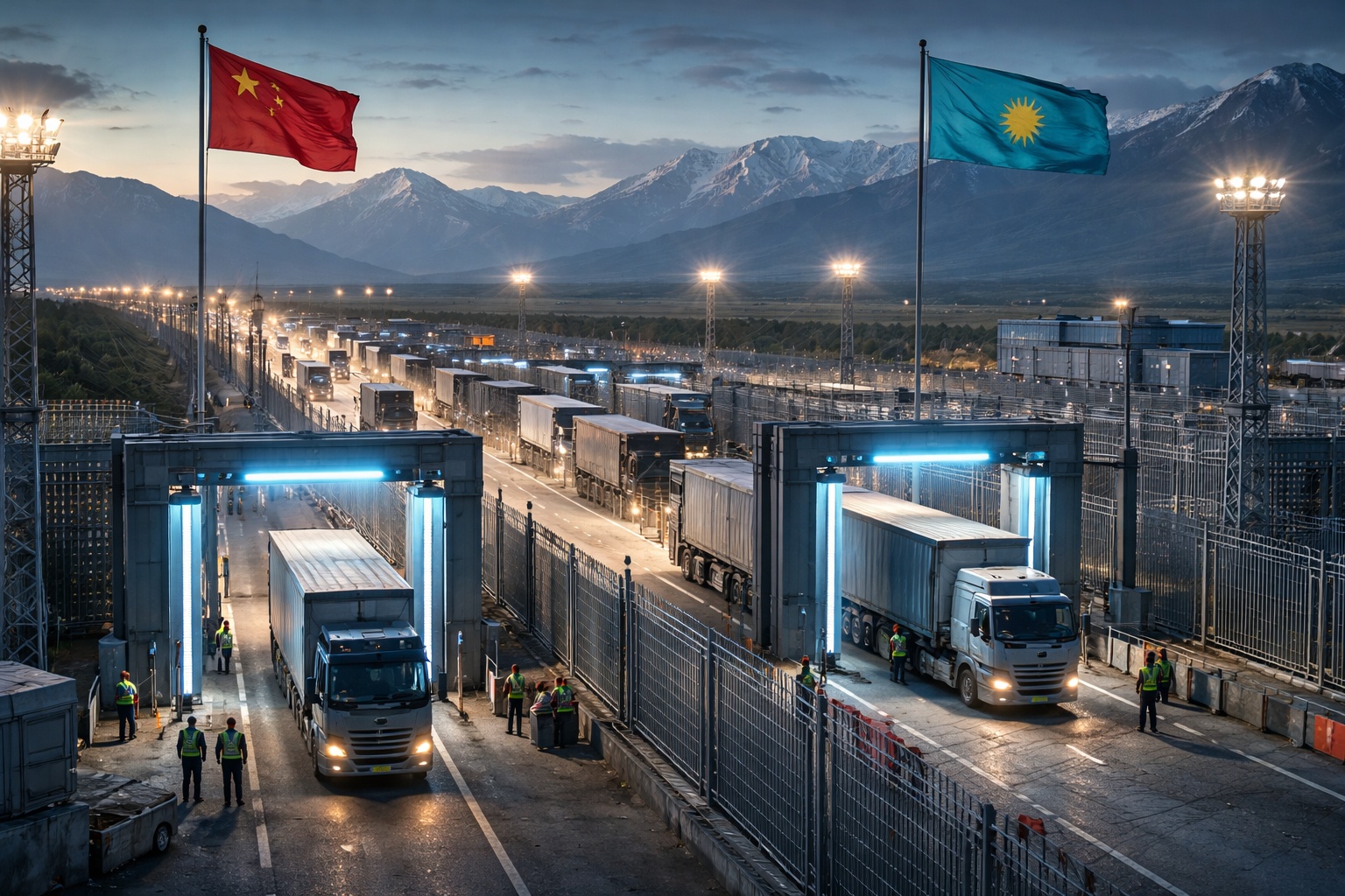 Ao longo de 1.765 km de fronteira terrestre, China e Cazaquistão reforçam barreiras e controle aduaneiro para conter contrabando, destravar gargalos logísticos e transformar a soberania em infraestrutura permanente