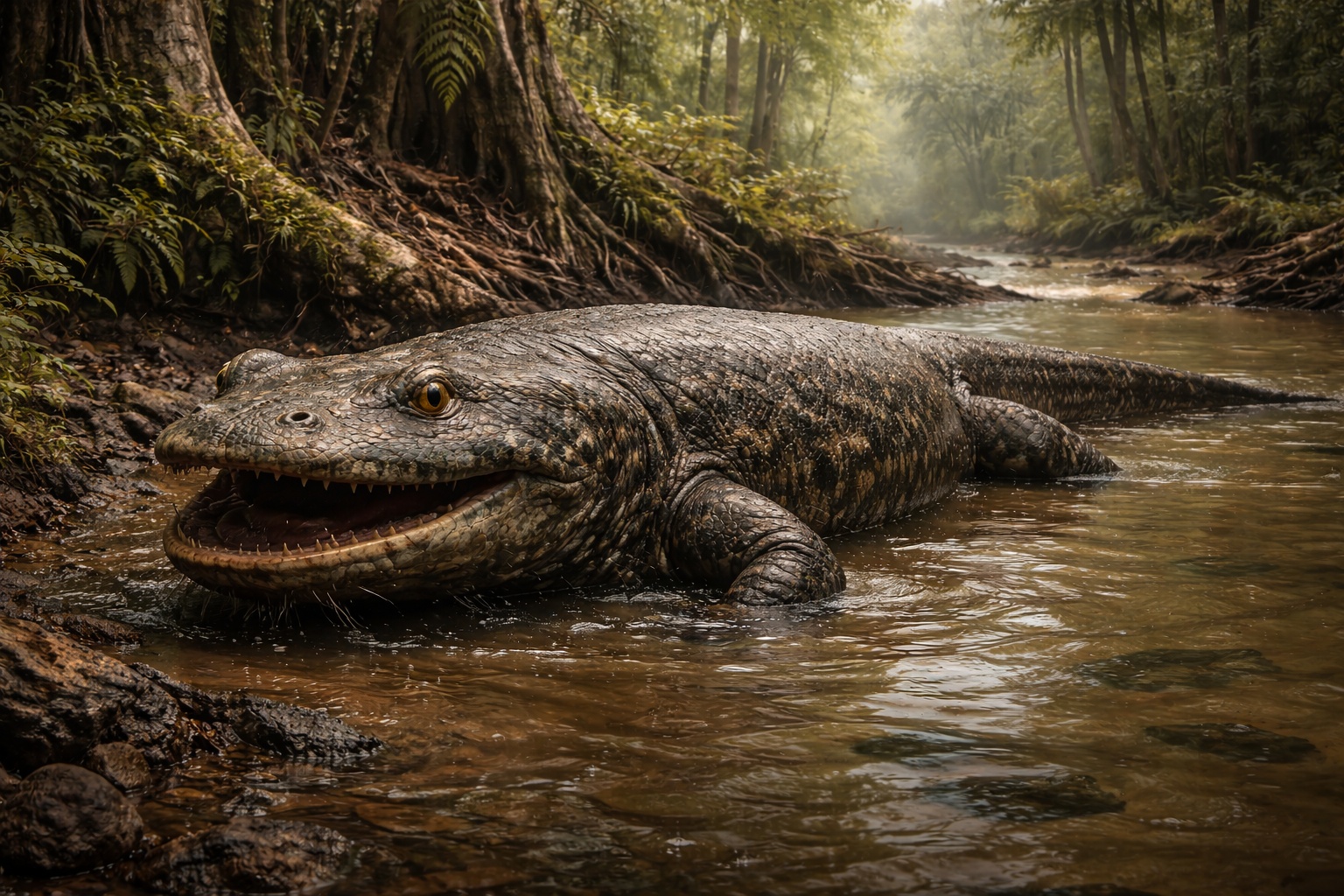 Com até 3 metros de comprimento e um crânio de 60 cm, Gaiasia jennyae, a “salamandra dos infernos”, foi o gigante que reinou nos rios africanos 280 milhões de anos antes dos dinossauros