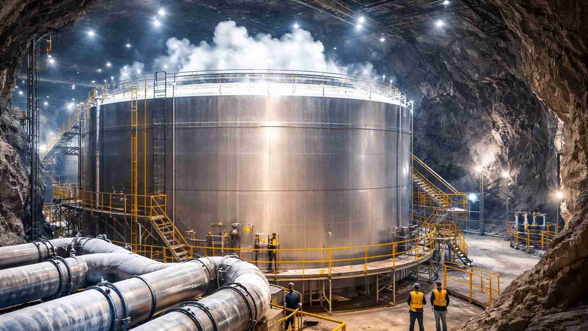 Projeto DUNE transforma mina subterrânea nos EUA para armazenar 15.000 toneladas de argônio líquido a -186 °C em experimento de neutrinos.