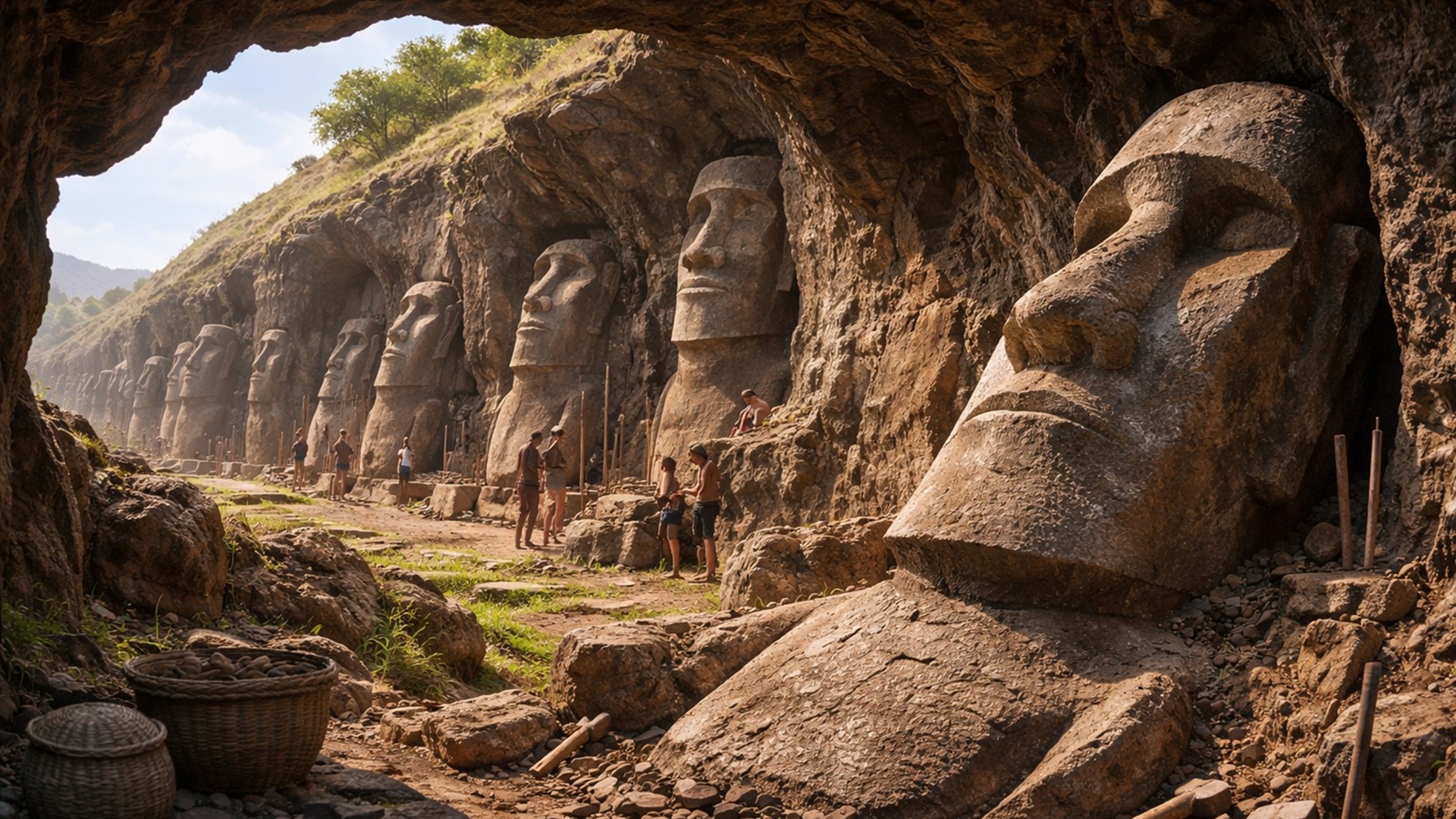 Estudo em 3D revela que moais da Ilha de Páscoa foram feitos por dezenas de oficinas independentes, mudando a visão sobre sua produção.