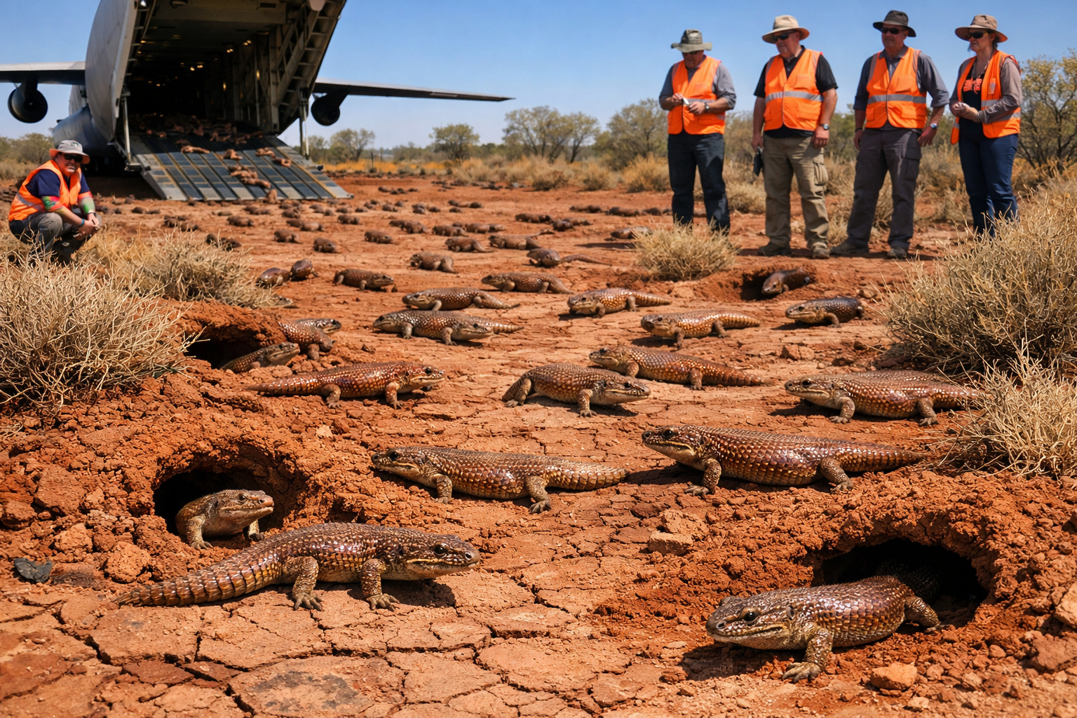 Lagarto ameaçado escavando túneis no deserto australiano que ajudam a reter água e recuperar o ecossistema