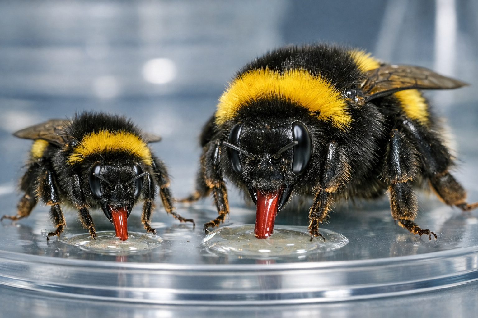 Diferença entre a língua da abelha-rainha e da abelha operária evidencia menor eficiência das rainhas na coleta de néctar.