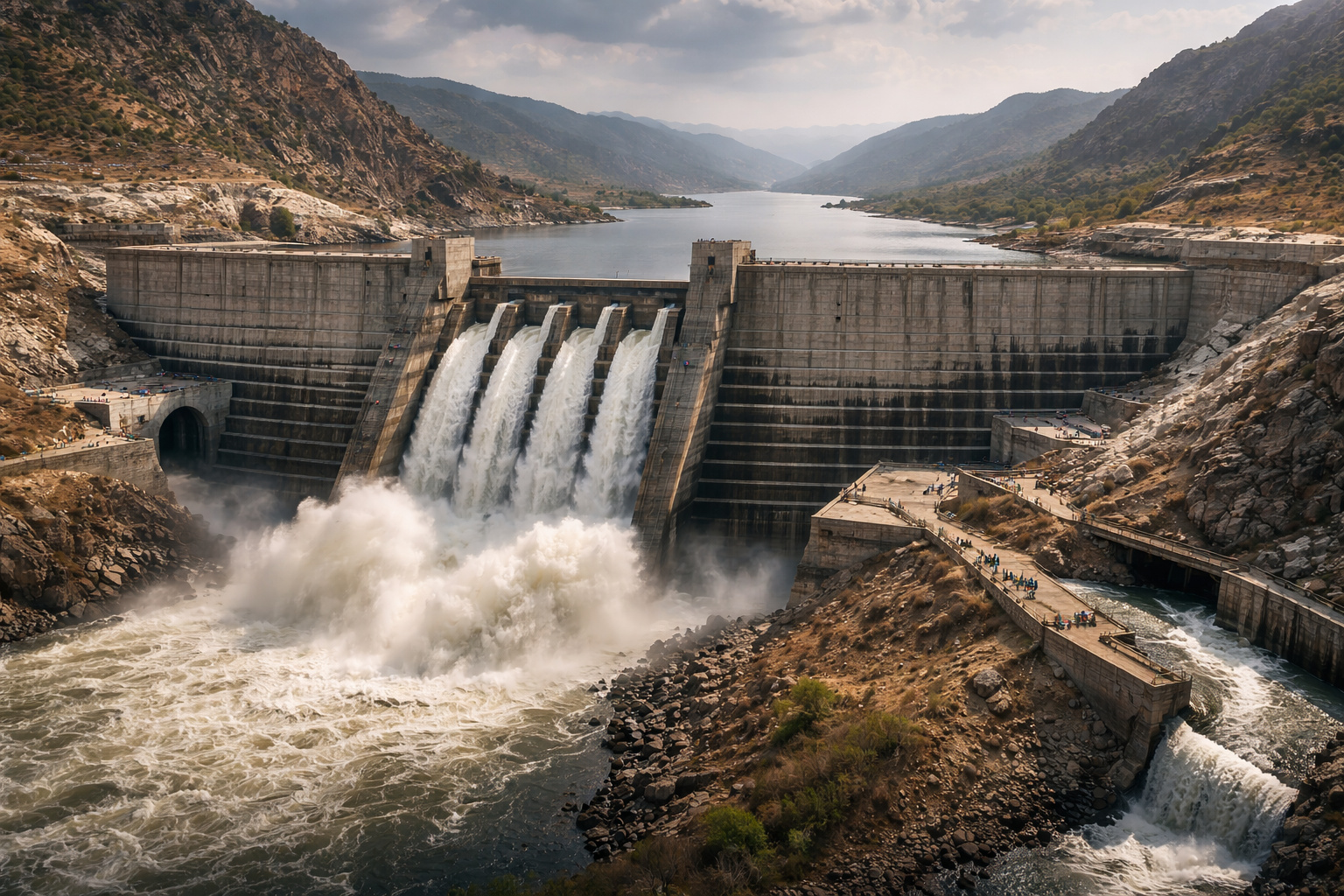 Para levantar a maior hidrelétrica da África, equipes desviaram rios inteiros, moldaram vales com concreto, ancoraram barragens em paredes rochosas e criaram vertedouros capazes de liberar milhares de m³/s sem destruir as margens — a engenharia colossal da Grand Ethiopian Renaissance Dam