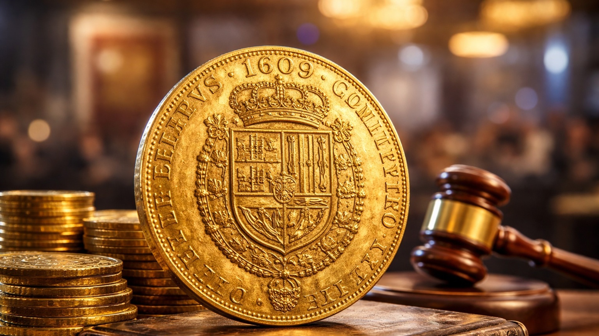 Moeda de ouro espanhola de 1609 é vendida por 2,8 milhões de francos suíços em Genebra e se torna a mais cara da Europa.