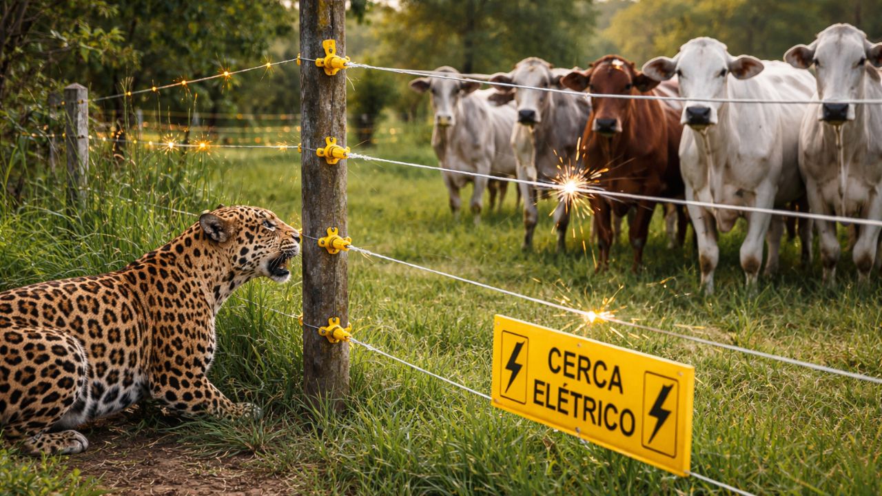 Estudo mostra que o uso de cerca com choque diminui ataques ao gado e protege a onça no Pantanal, promovendo convivência entre produção rural e conservação.