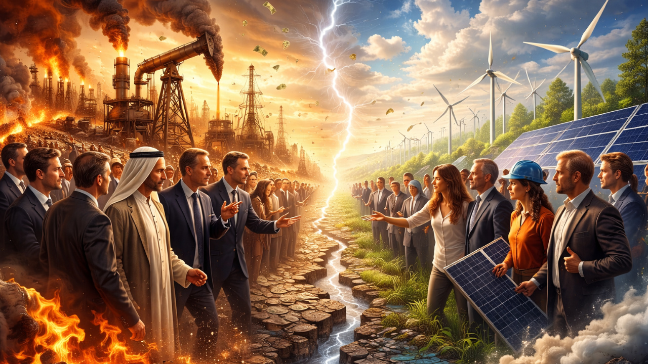 A disputa global entre países produtores de petróleo e defensores das energias renováveis expõe tensões geopolíticas, interesses econômicos e os desafios reais da transição energética no cenário internacional.