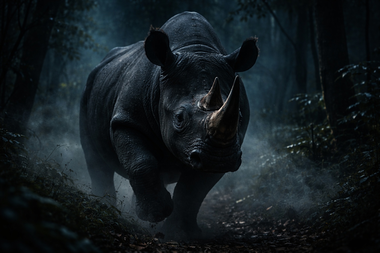 Rinoceronte-negro desafia a escuridão, patrulha florestas densas à noite sem enxergar bem, transforma cheiro e som em mapa mental e revela como memória olfativa, audição fina e evitamento silencioso decidem quem sobrevive no território