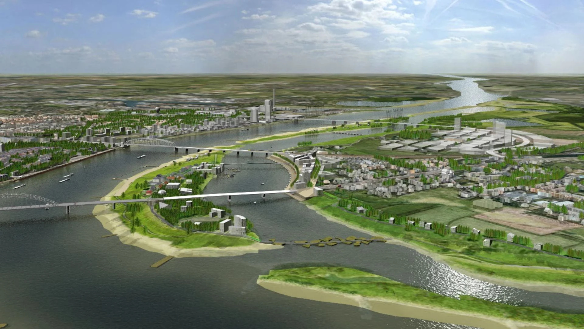 Para recuperar rios inteiros, os Países Baixos instalam tramas de bambu, salgueiro e geotêxteis dentro da água, reduzem a velocidade da corrente, prendem sedimentos finos e fazem novas ilhas surgirem onde antes havia canal profundo