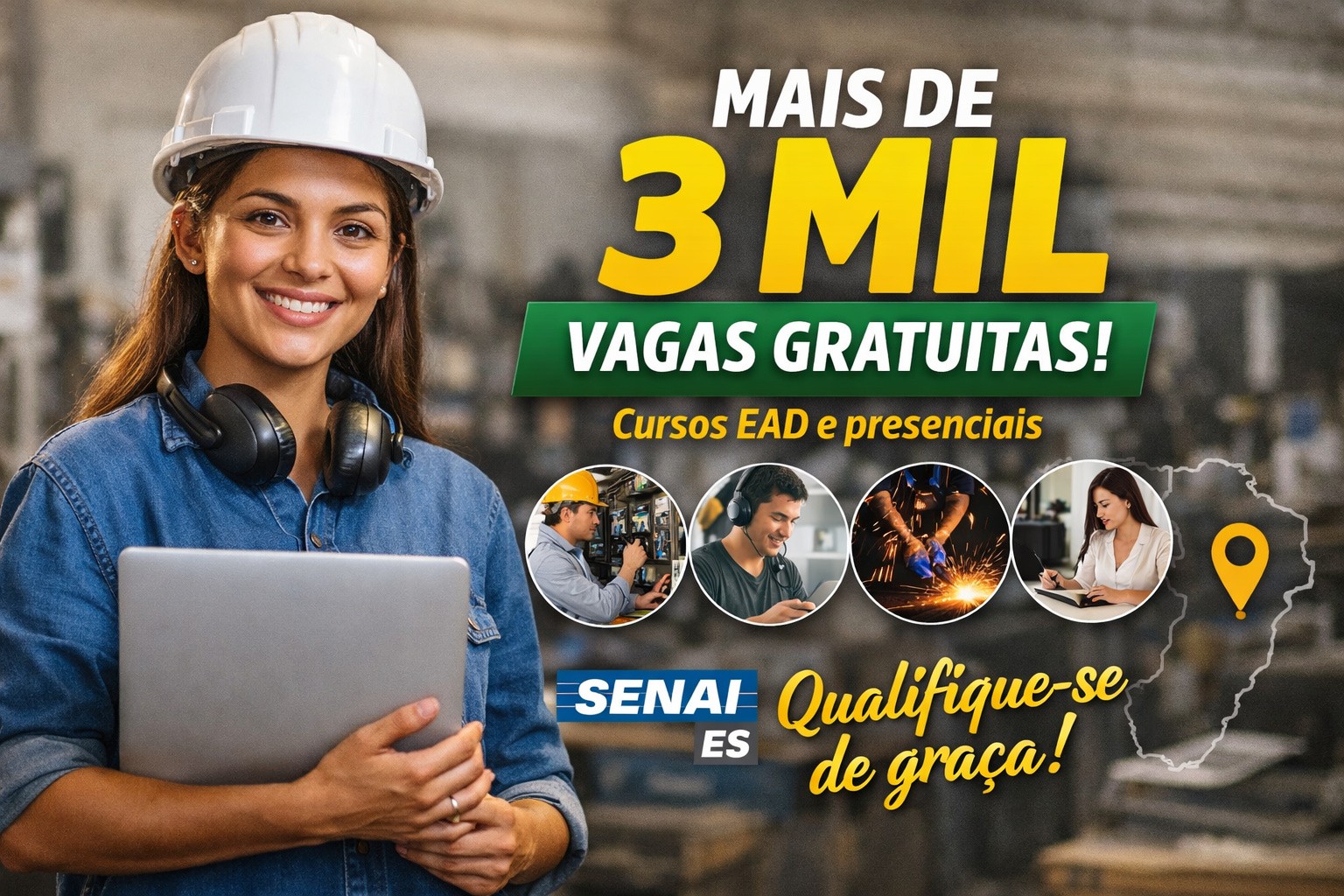 Quer se qualificar de graça? Senai ES libera mais de 3 mil cursos EAD e presenciais no Brasil