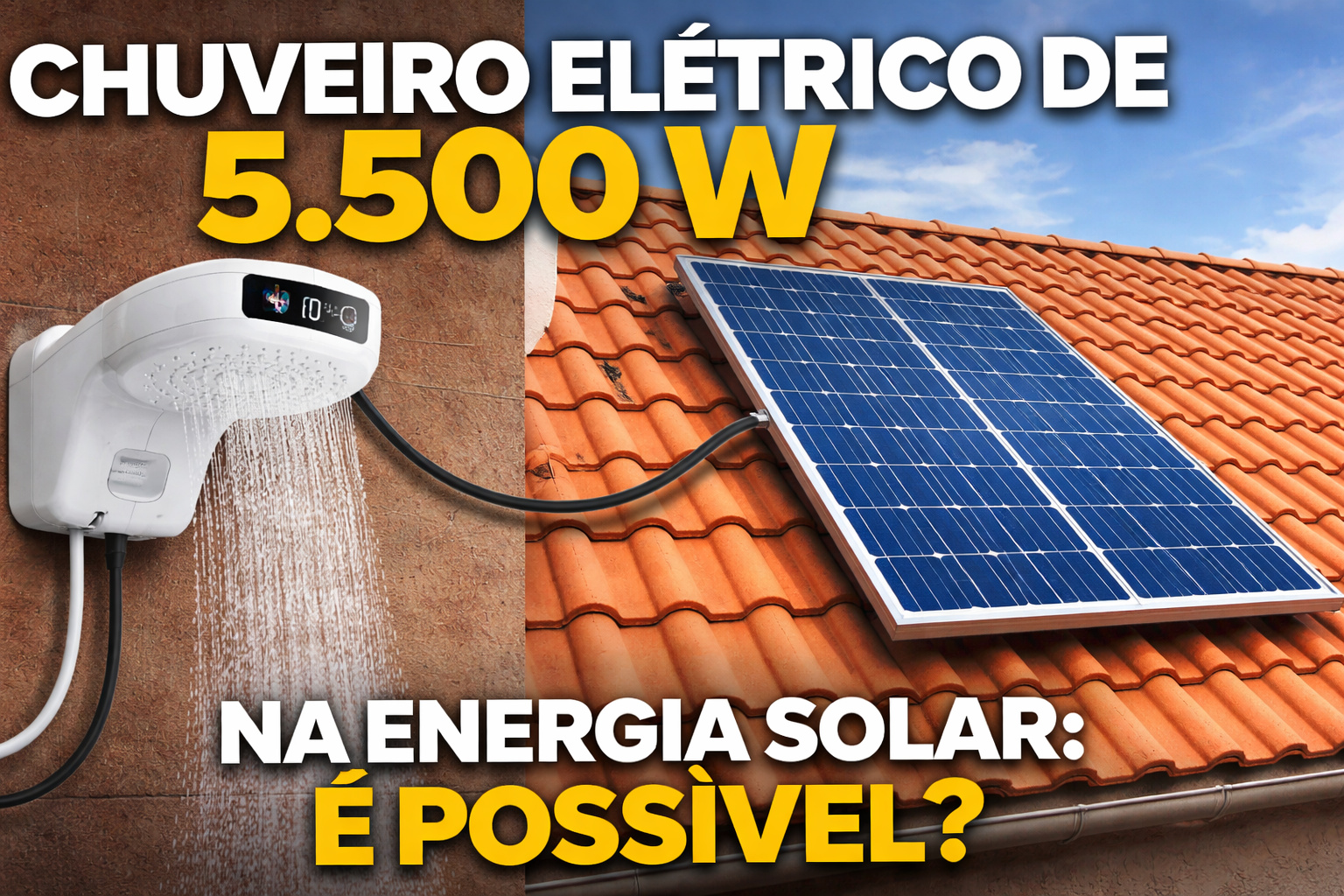 Com 5.500 W de potência, será que um chuveiro elétrico pode funcionar só com energia solar? Quantas placas seriam necessárias?
