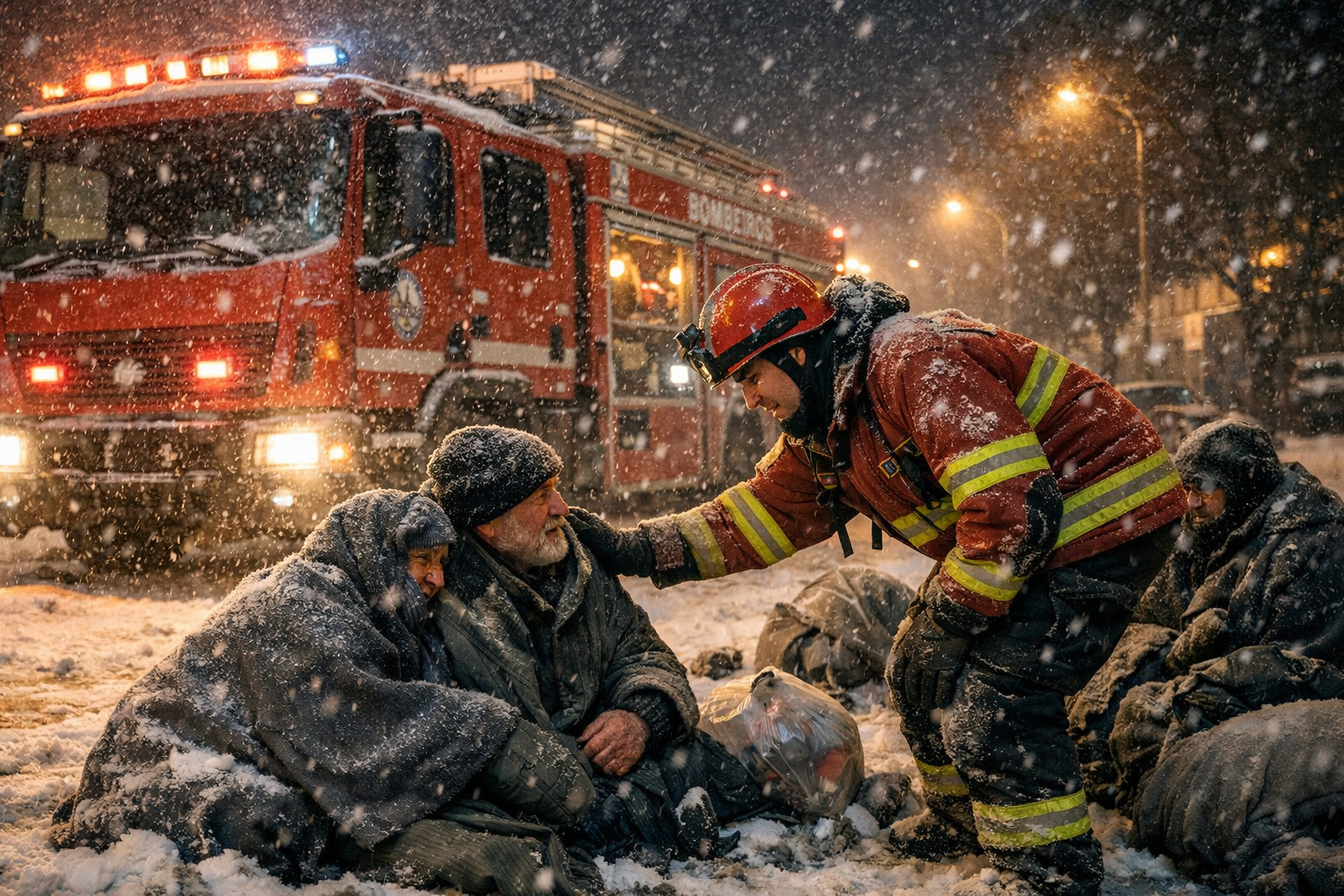 Homem usa caminhão de bombeiros para abrigar pessoas durante frio extremo nos EUA