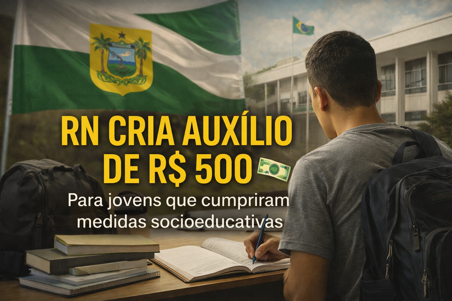 RN cria auxílio mensal de R$ 500 para jovens que cumpriram medidas socioeducativas após cometer atos infracionais e precisam continuar estudando