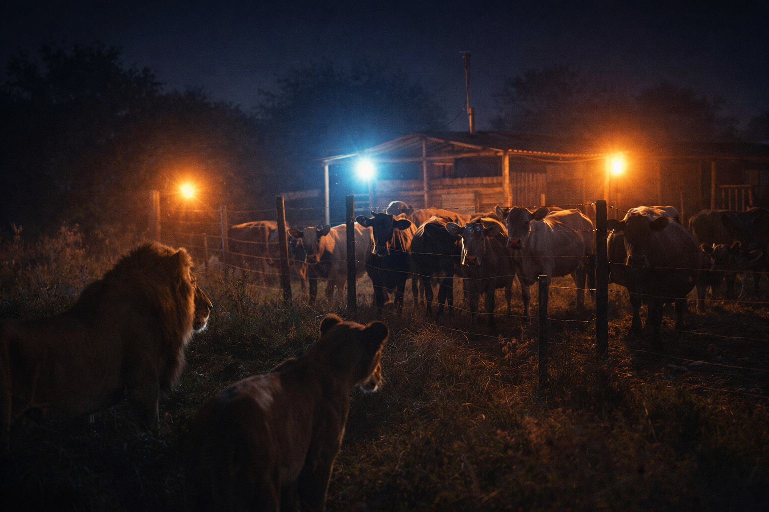 Fazendeiros instalam luzes que simulam presença humana, afastam leões durante a noite, reduzem ataques ao gado e provam que iluminação simples pode salvar rebanhos e predadores
