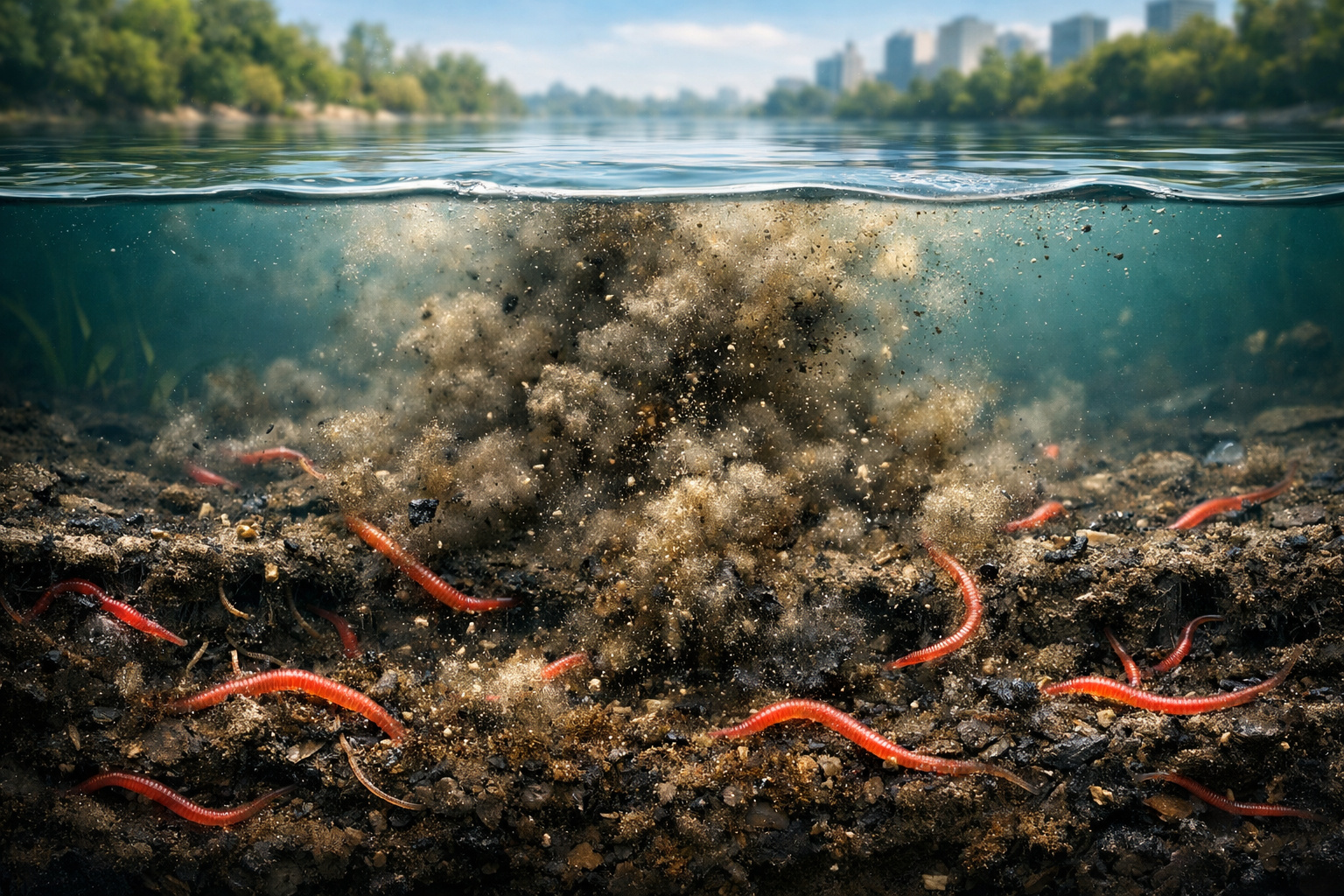 Vermes quase invisíveis estão revirando o fundo de lagos urbanos e trazendo poluição antiga de volta à água: a engenharia ecológica silenciosa dos oligoquetas aquáticos (Tubificidae)
