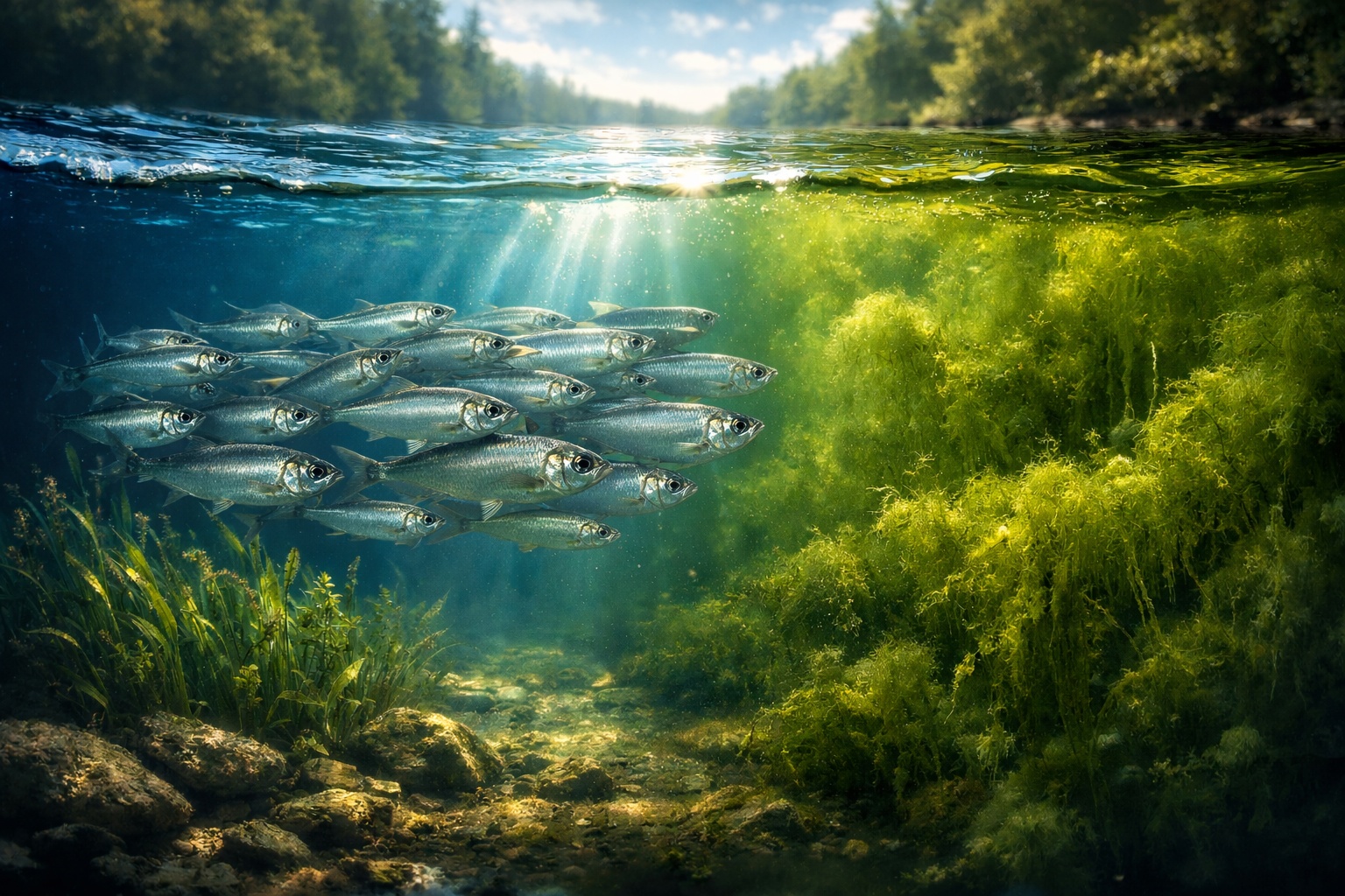 Um pequeno peixe quase ignorado está controlando algas e decidindo o destino de lagos inteiros: a engenharia ecológica silenciosa da sardinha-de-água-doce (Alosa)