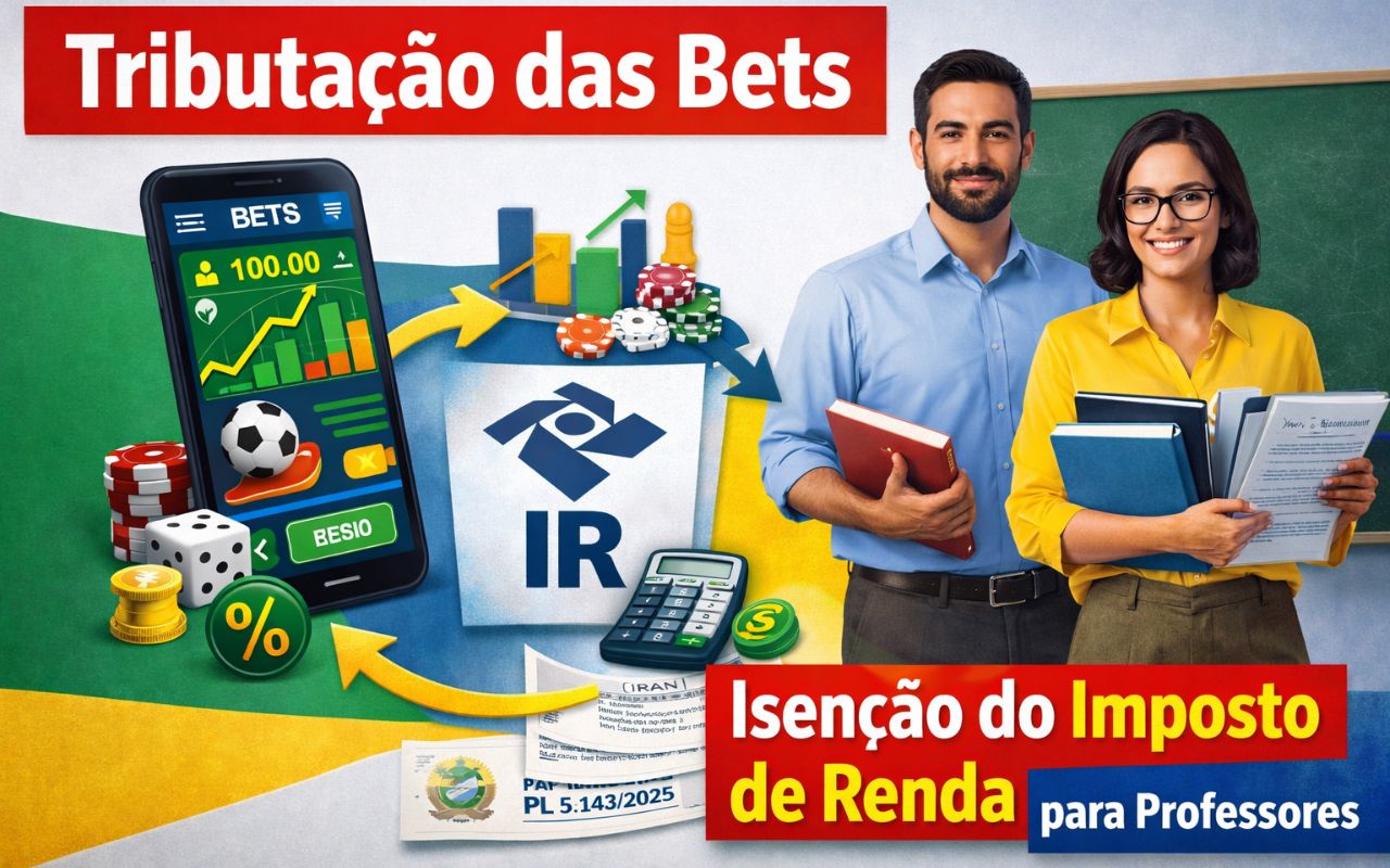 Proposta no Senado prevê isenção de Imposto de Renda para professores que ganham até R$ 10 mil, com compensação fiscal via tributação das bets.