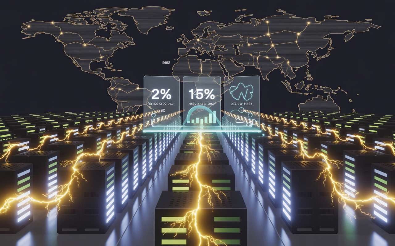 Supercomputadores revelam o custo oculto da revolução da IA: data centers já consomem até 2% da eletricidade global, crescem mais de 15% ao ano e gastam energia equivalente à de países inteiros