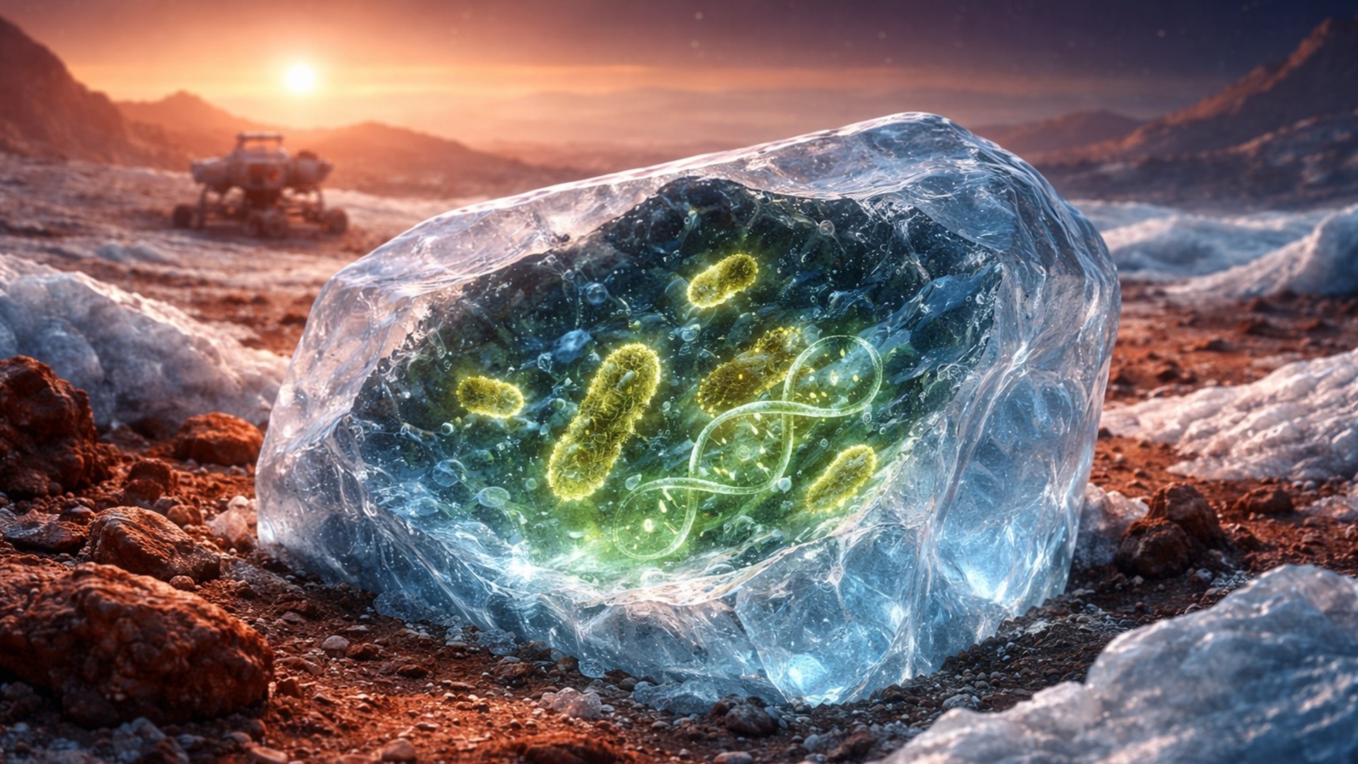 Estudo da NASA e da Penn State mostra que gelo marciano pode preservar biomoléculas por até 50 milhões de anos sob radiação.