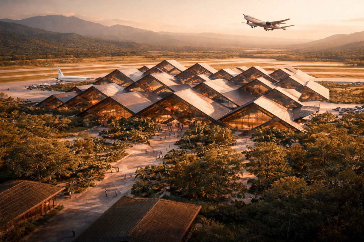 aeroporto gigante em Gelephu contrasta com Aeroporto de Paro, enfrenta monções e integra a Cidade da Atenção Plena para redefinir conexões.