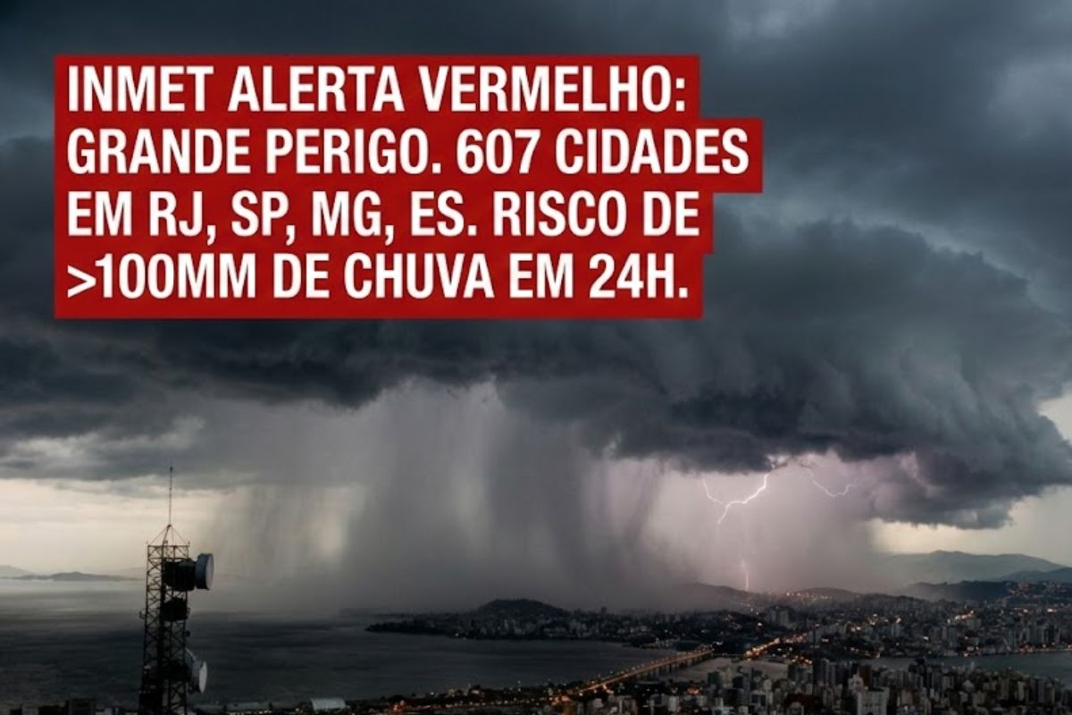 alerta vermelho do Inmet atinge cidades e eleva risco de alagamentos e deslizamentos; entenda o grande perigo e sinais de alerta.