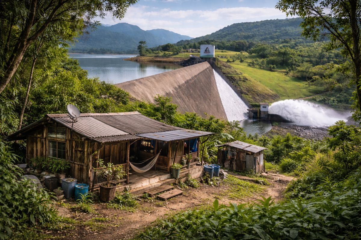 barragem em Siderópolis: matrícula clandestina, mata atlântica e esgotamento sanitário expõem risco perto do Rio São Bento.