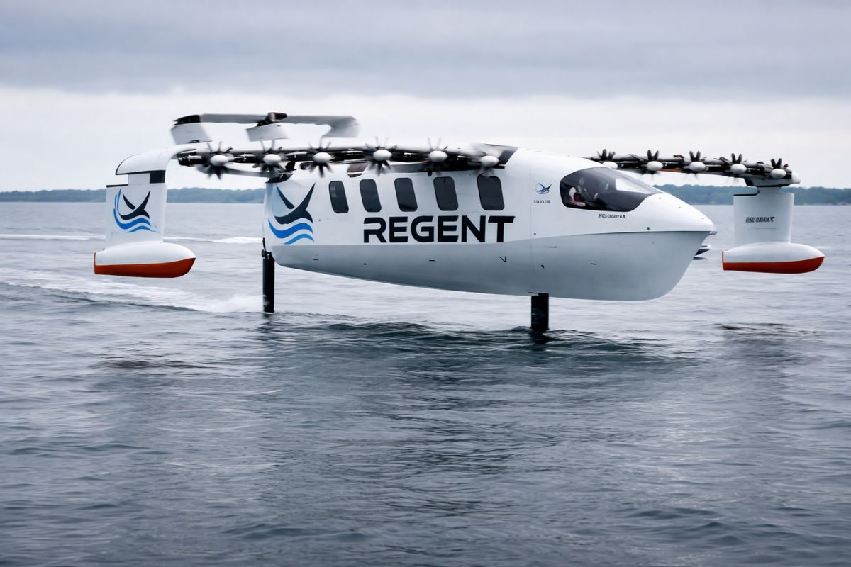 Barco voador elétrico promete ligar Santos a São Sebastião em até 30 minutos, levar 12 passageiros a 300 kmh e ainda transportar cargas rápidas, sem combustível
