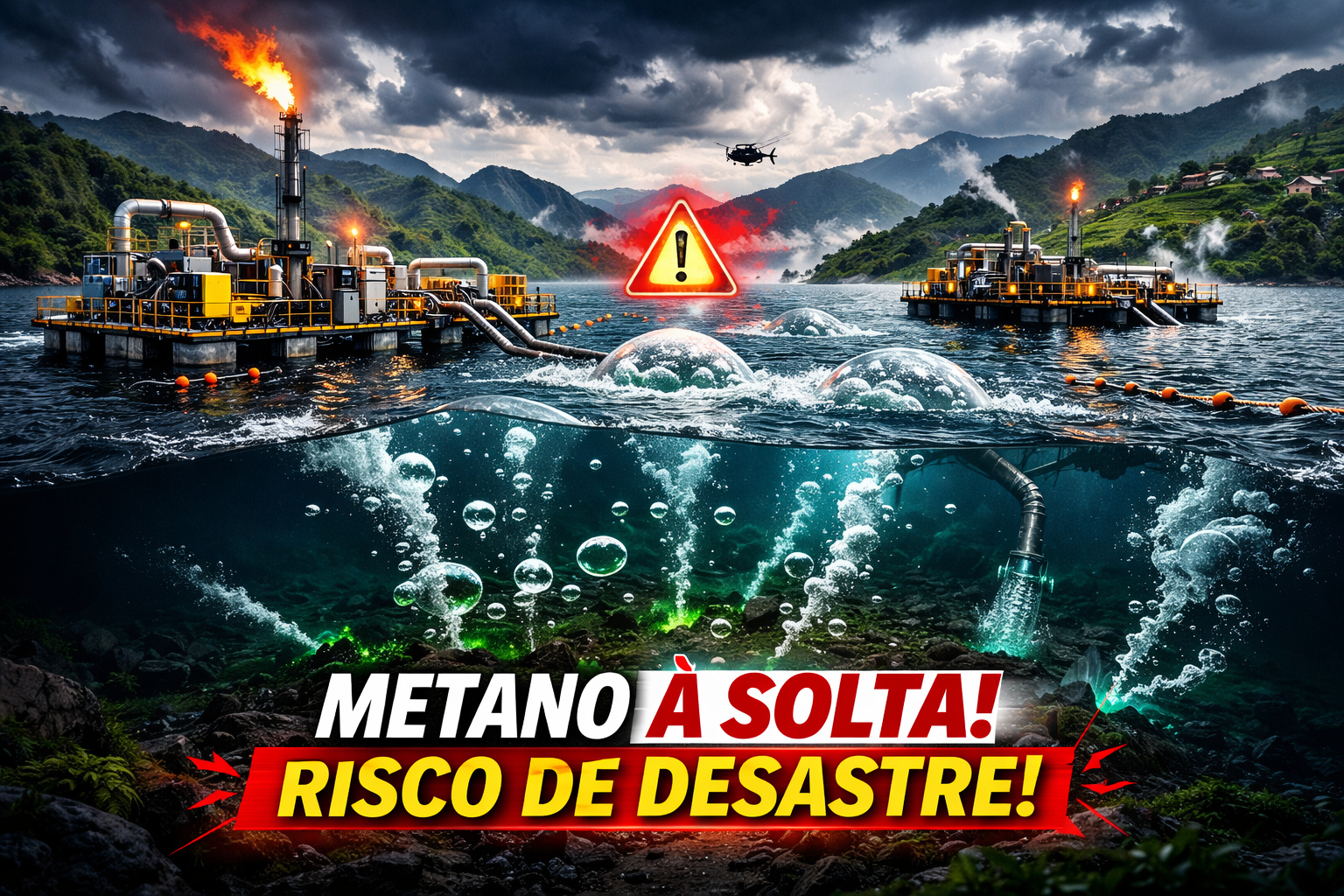 Bilhões de metros cúbicos de gás presos no fundo de um lago africano podem provocar desastre natural — e Ruanda constrói plataformas flutuantes para extrair o metano antes que seja tarde