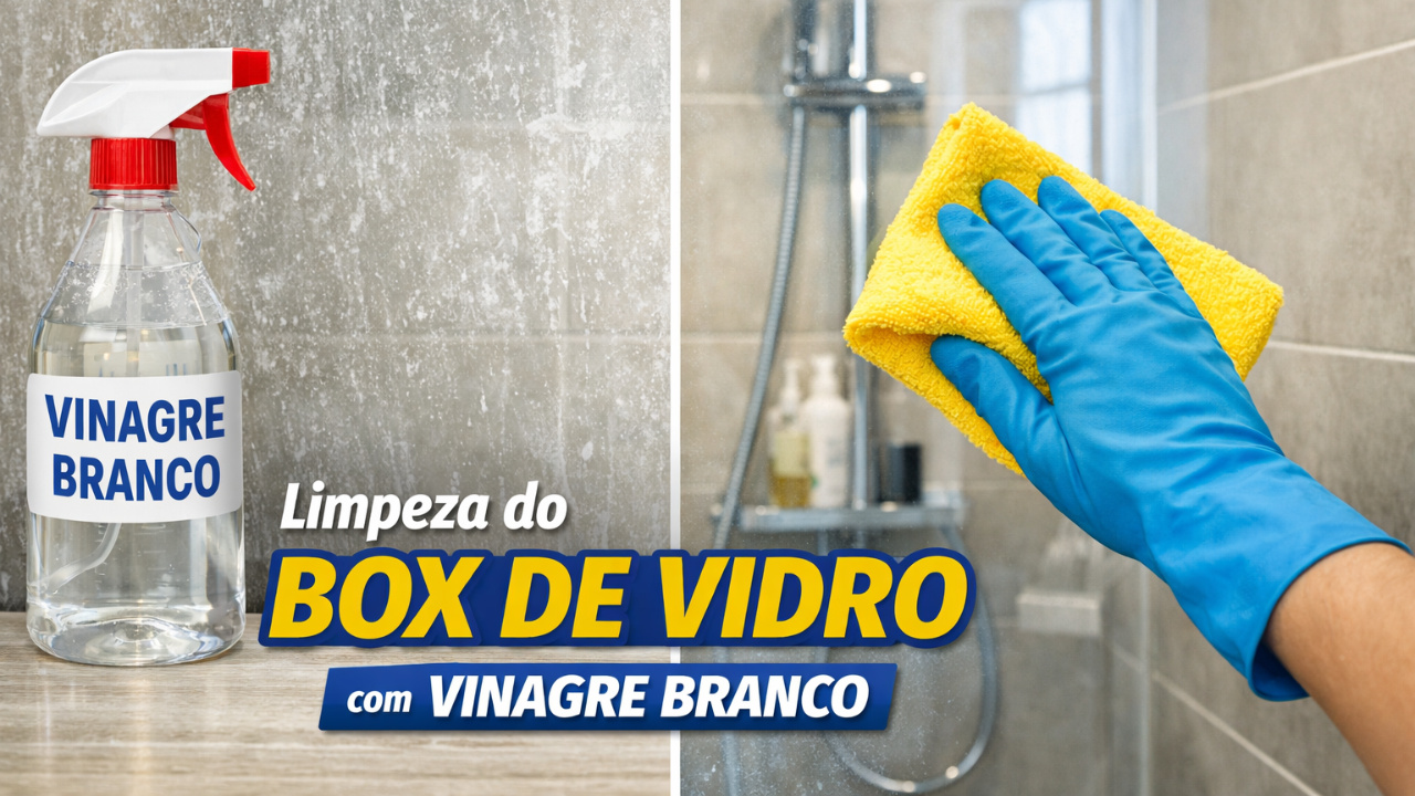 Veja como o vinagre branco ajuda a remover calcário e manchas do box de vidro, facilitando a limpeza do banheiro.