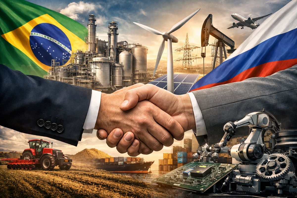 Aliança entre Brasil e Rússia impulsiona indústria, produção conjunta, fertilizantes e energia limpa em nova agenda estratégica bilateral.