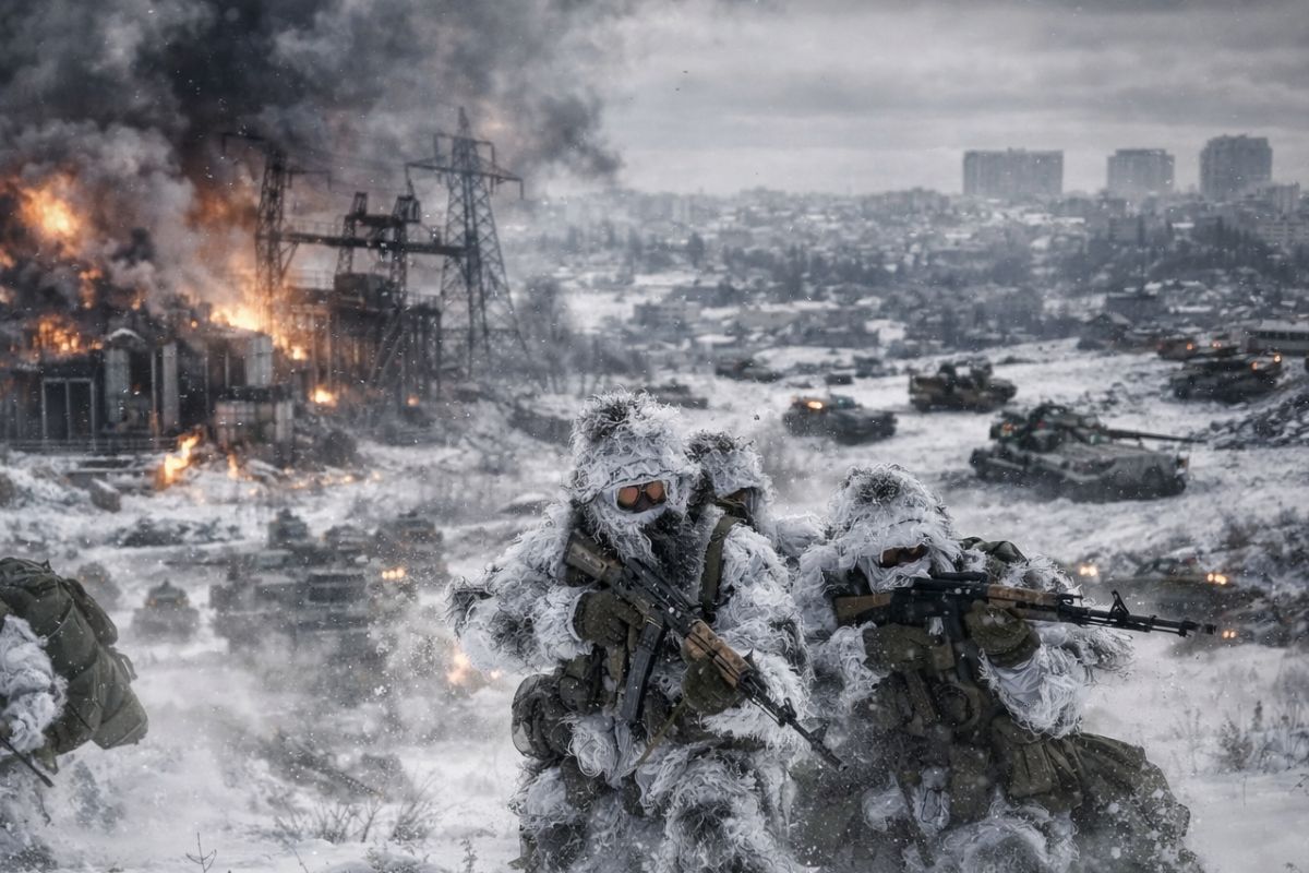 Ucrânia vive guerra de inverno com pressão de Moscou e debate sobre concessões territoriais diante de apagões, baixas e risco de colapso energético.