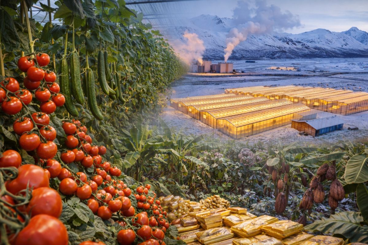 Com estufas aquecidas por geotermia, a Islândia produz 70% dos tomates e quase 100% dos pepinos, corta importações, testa cacau e banana, e prova agricultura