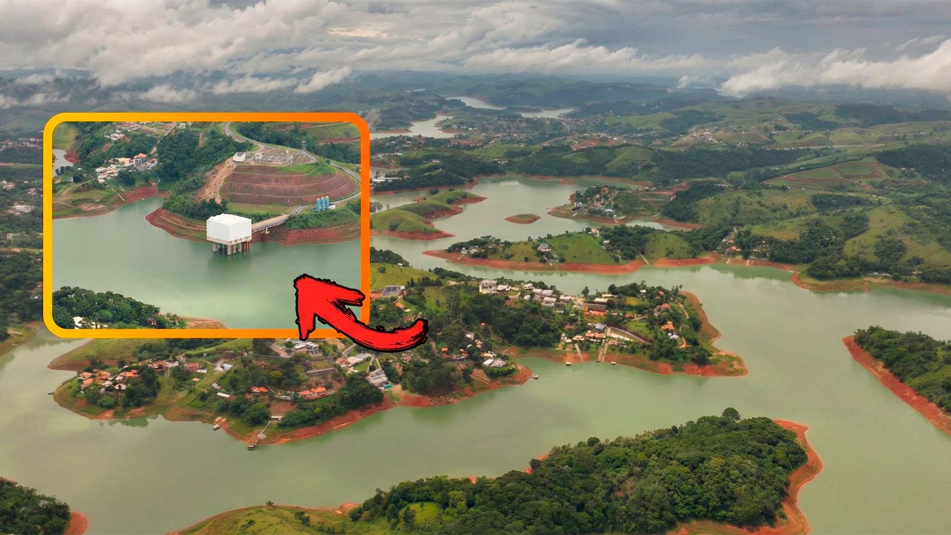 Com uso de drone, homem revela o verdadeiro nível da água do Sistema Cantareira e mostra faixas de terra onde antes havia água no reservatório de Igaratá