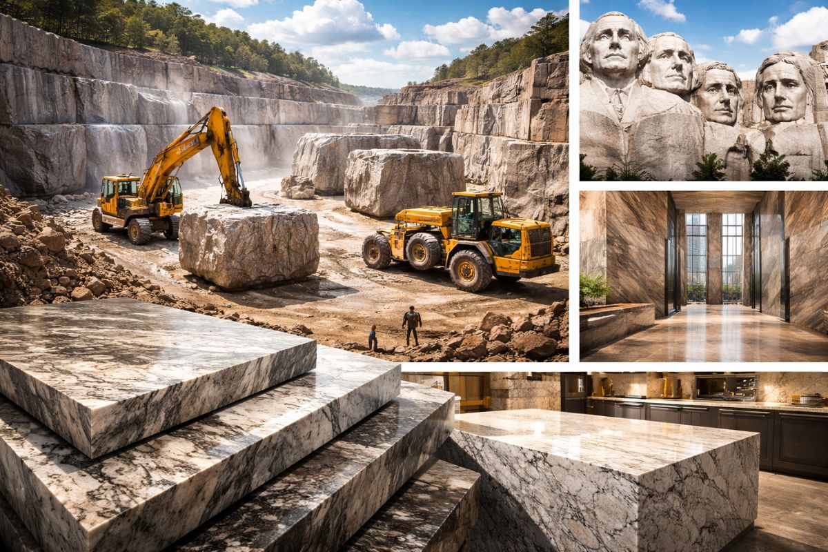 Como o granito nasce nas profundezas, é arrancado em blocos gigantes, cortado em lâminas perfeitas e vira superfície eterna em prédios e monumentos icônicos