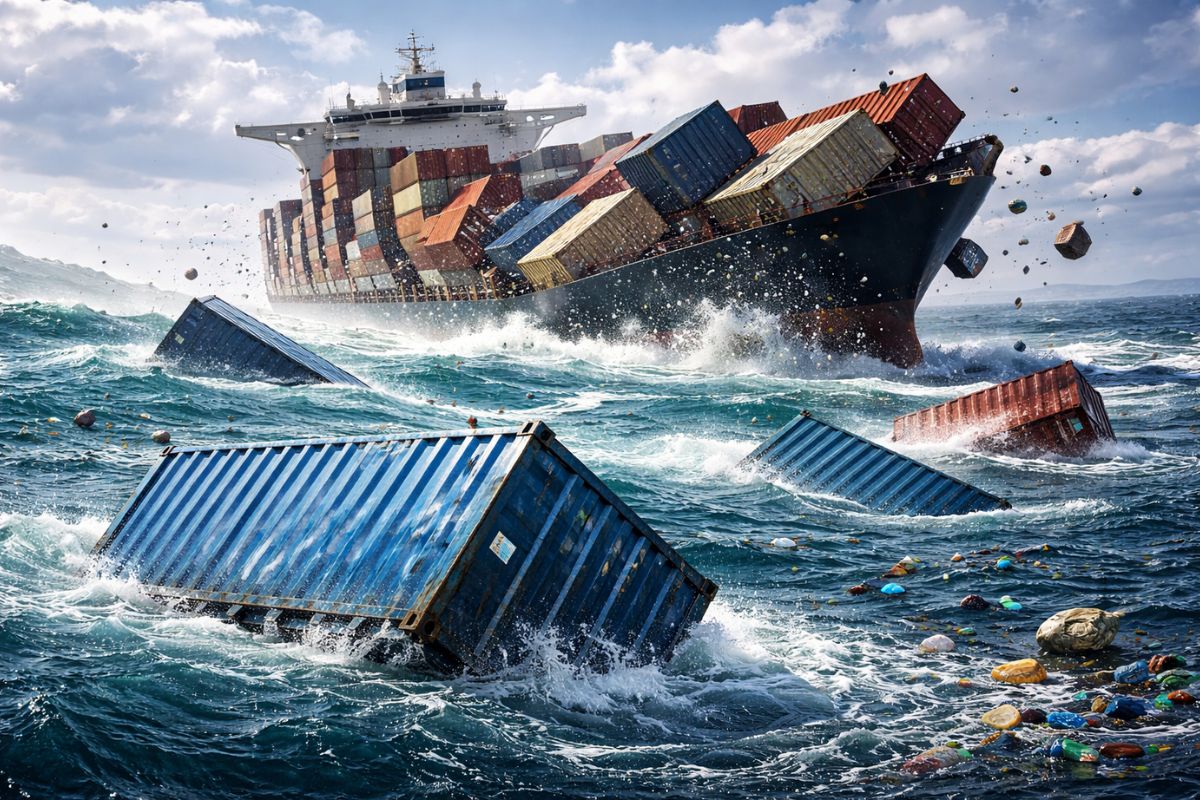 Contêineres gigantes caem no mar todo ano, somem sem alarde, viram risco oculto para navios, fonte de poluição, disputa legal silenciosa e lembrete incômodo do custo real (1)