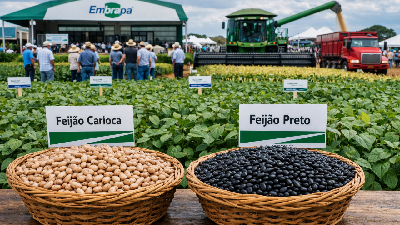 Embrapa lança cultivares de feijão carioca e preto no Show Rural com foco em produtividade, manejo seguro e inovação agrícola.