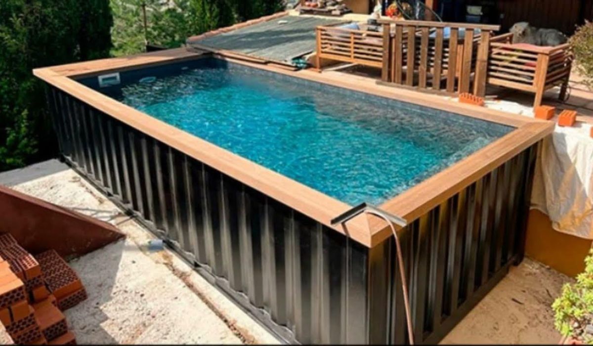 Piscina de contêiner: entenda como funciona, custos, equipamentos e instalação rápida. Veja vantagens, limites e cuidados com corrosão. (Imagem: Reprodução/YT)