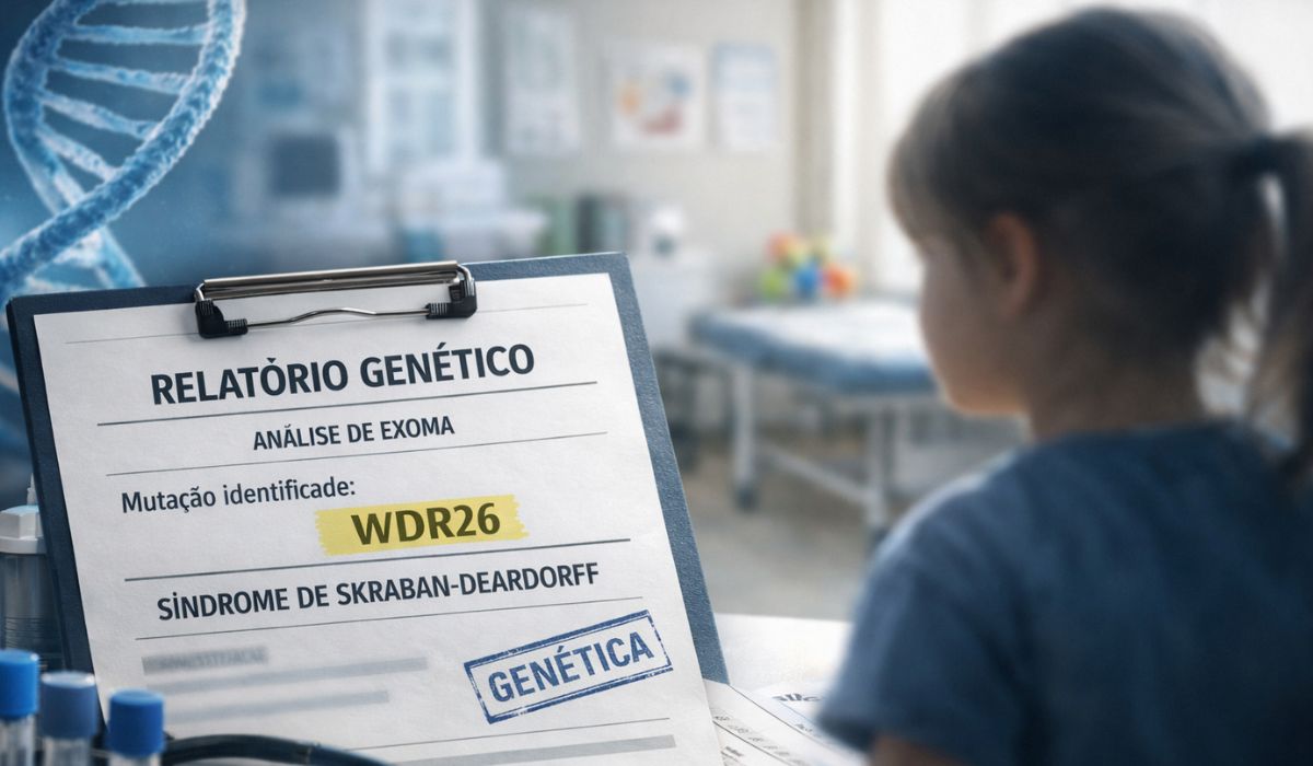 Menina de 6 anos com síndrome Skraban-Deardorff recebe diagnóstico ultrarraro ligado ao gene WDR26 após anos de exames e múltiplas terapias.