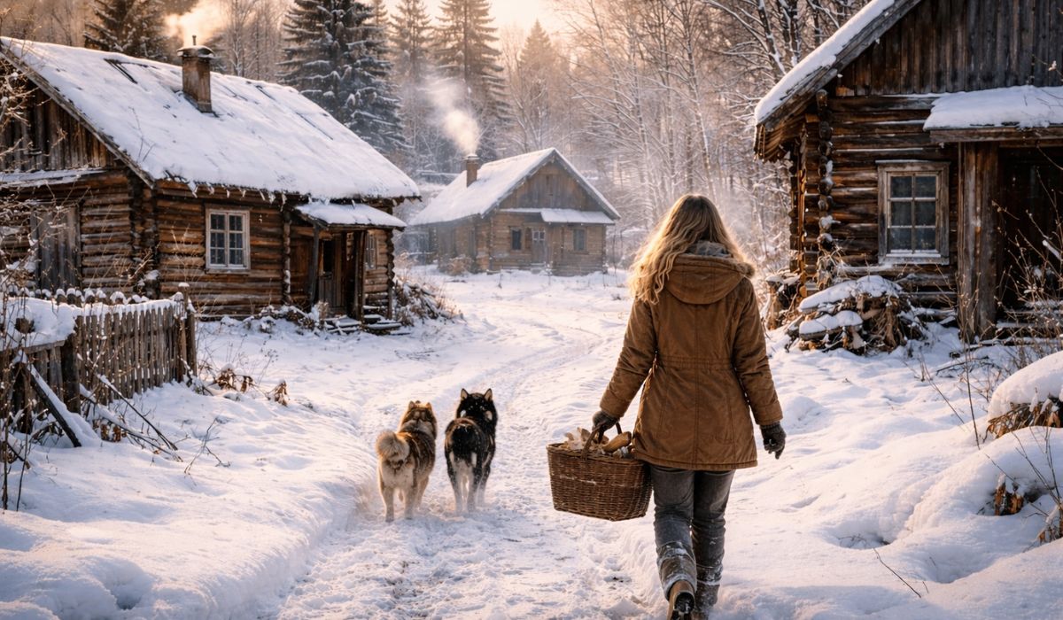 Aos 24 anos, jovem troca a cidade por uma vila quase abandonada na Sibéria, vive entre neve, fogão a lenha, animais e uma cultura esquecida.